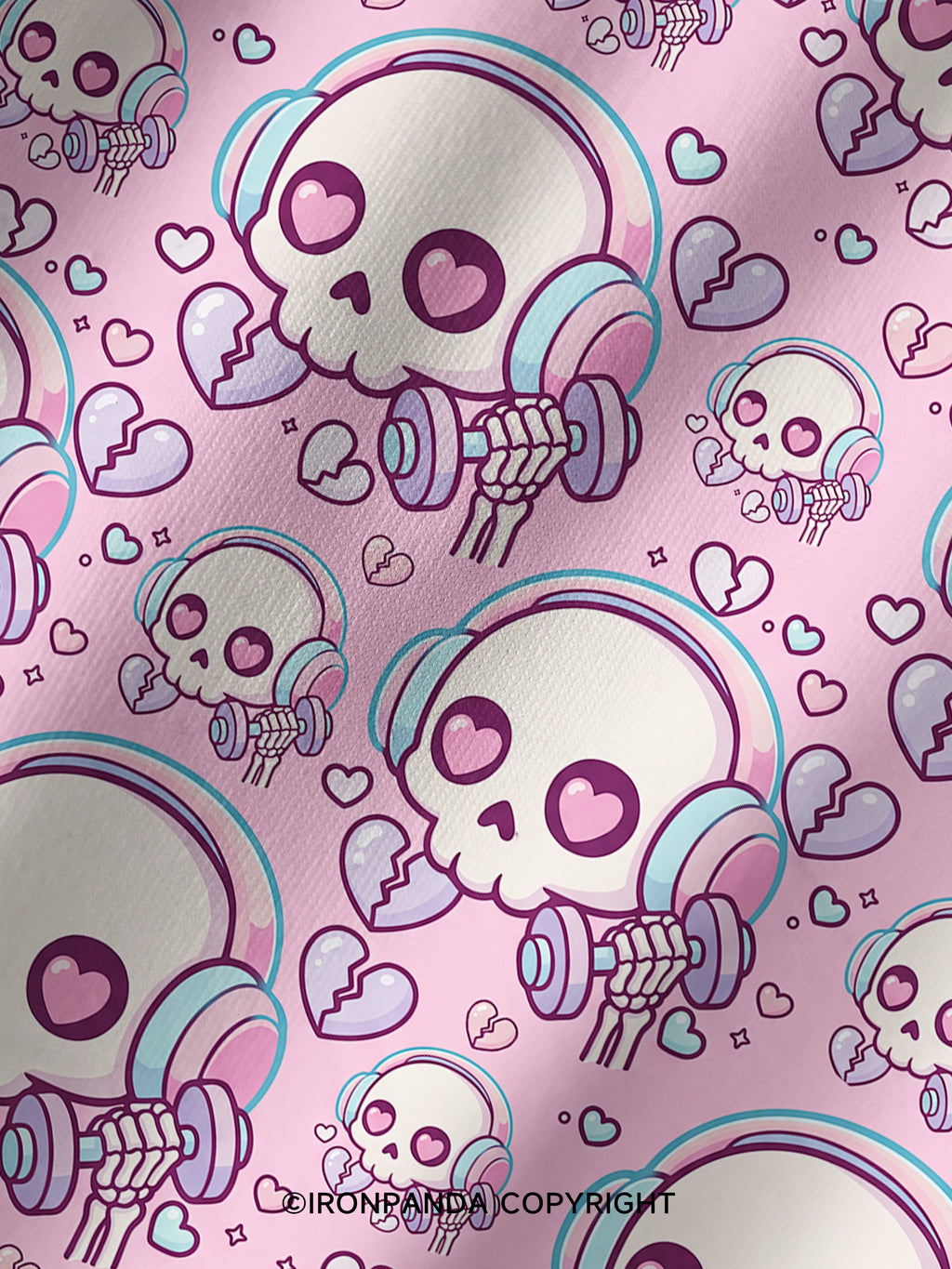 Skull Heart Beats Printed Yoga Shorts