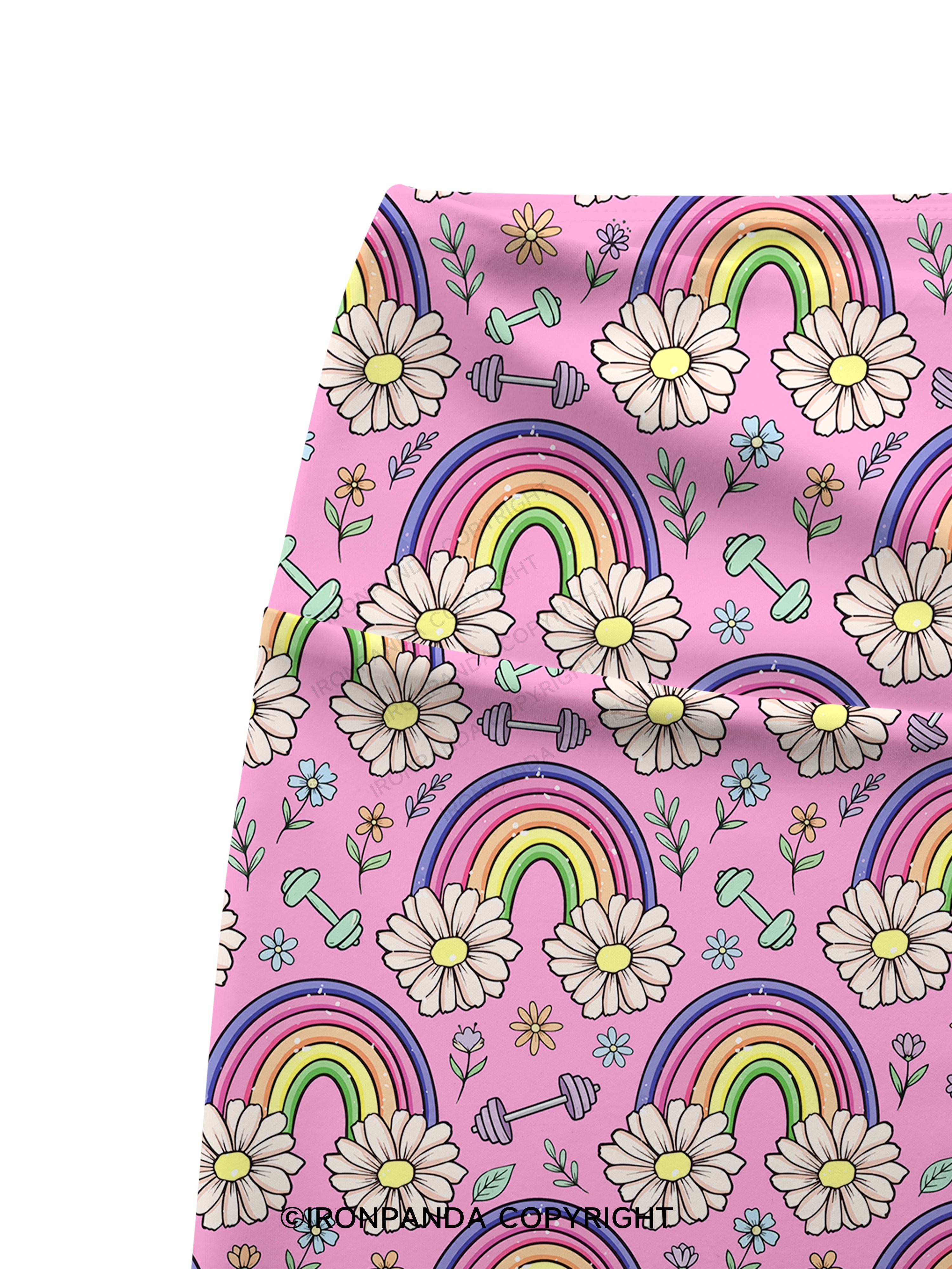 Daisy Rainbow Lifts Printed Yoga Cycling Shorts