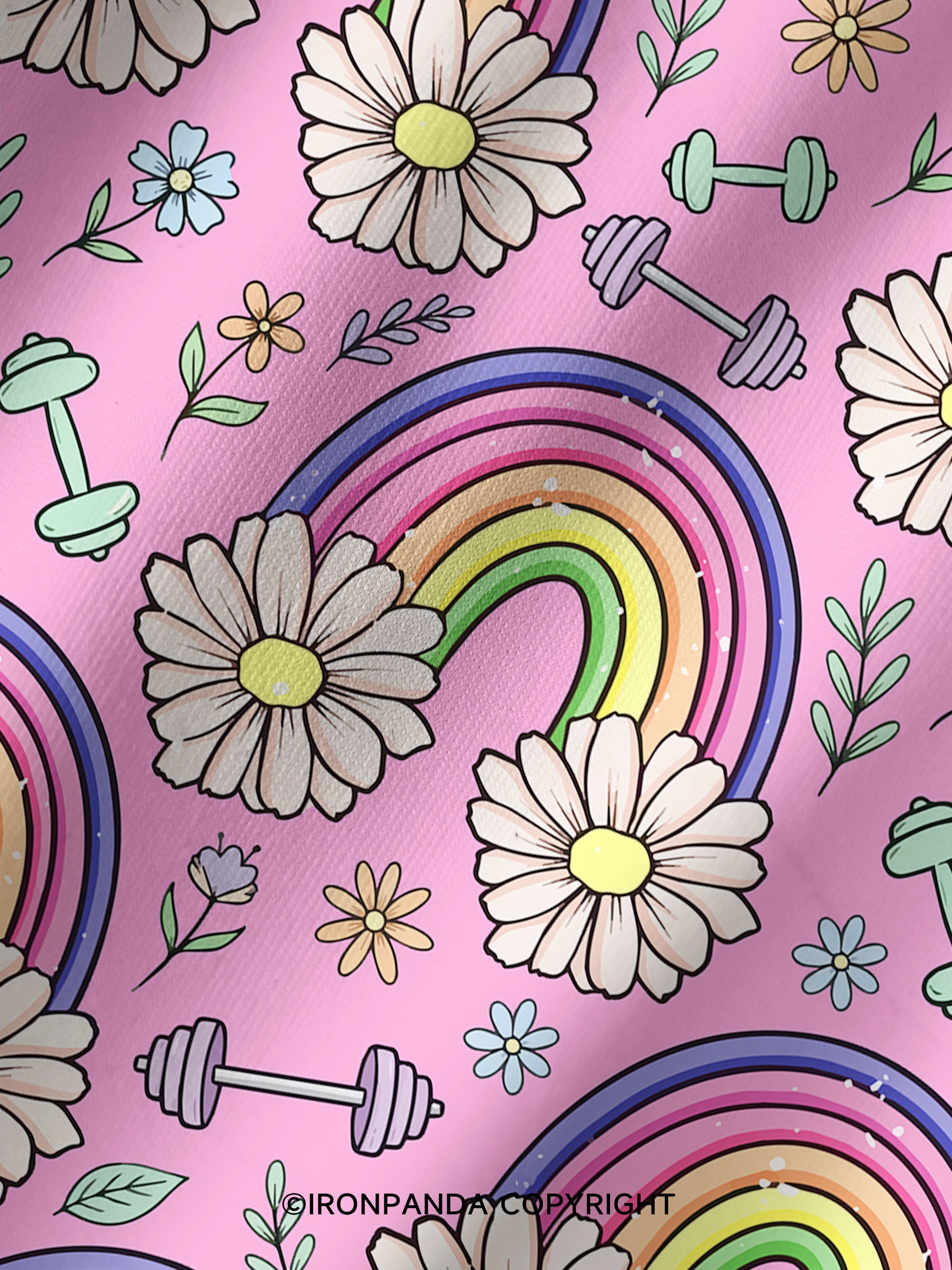 Daisy Rainbow Lifts Printed Yoga Shorts