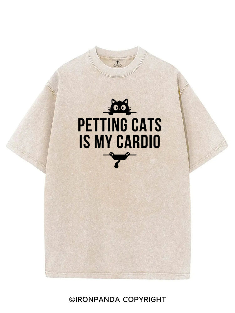 Petting Cats Is My Cardio Funny VINTAGE GYM SHIRT