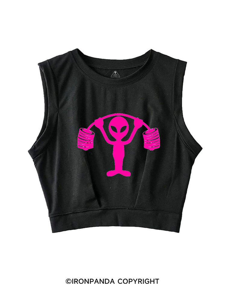PINK ALIEN POWERLIFTING SLEEVELESS CROP TOPS