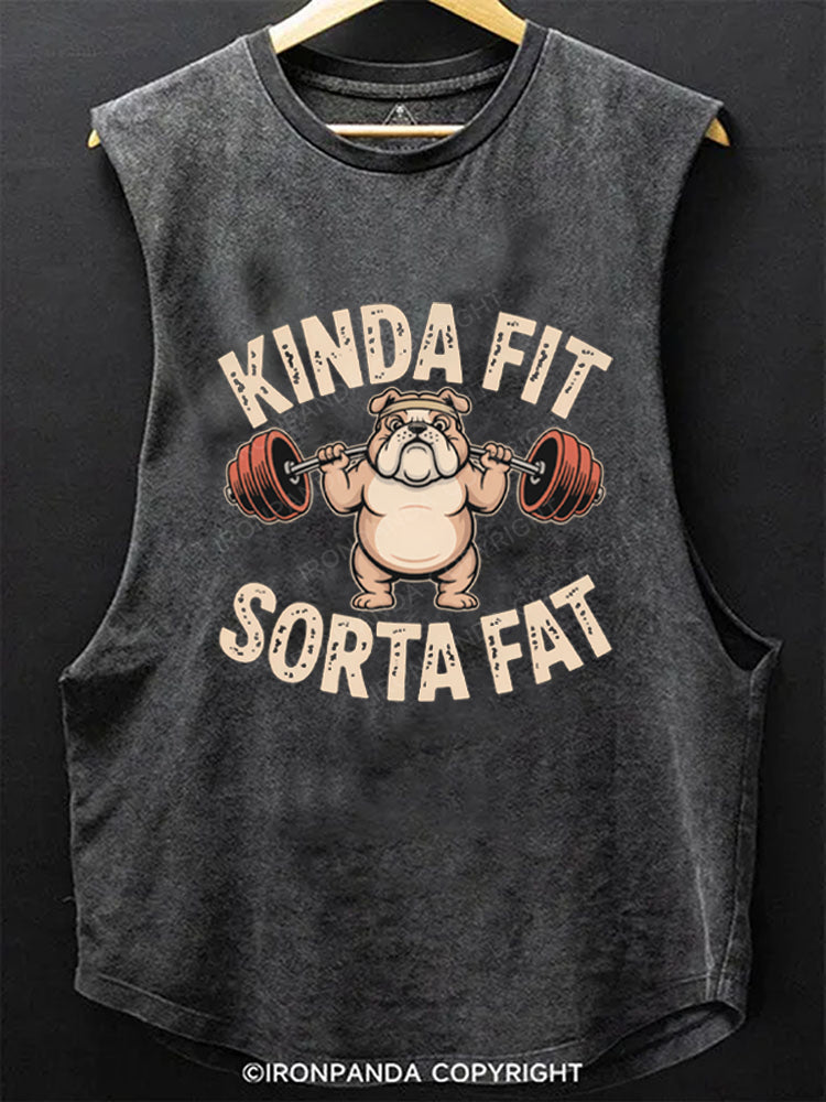 Kinda Fit Sorta Fat Funny Cute Bulldog Scoop Bottom Cotton Tank