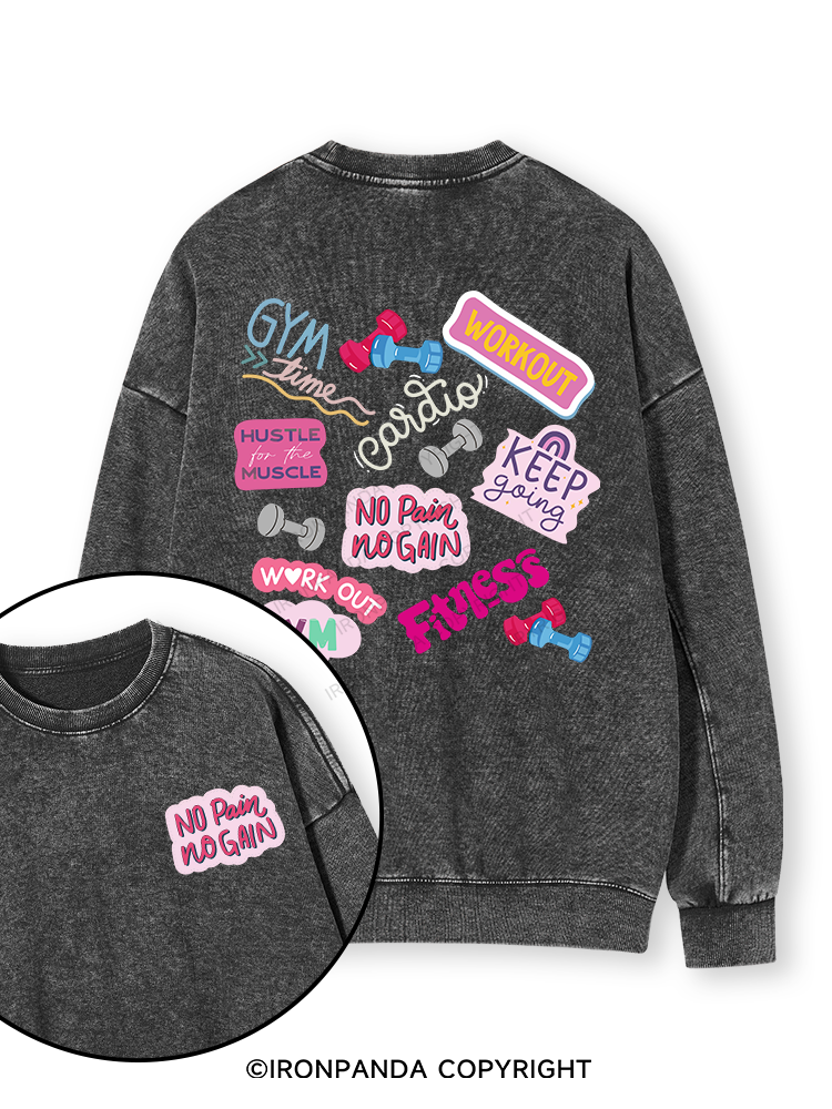 Colorful Fitness Double-Sided Printed Washed Sweatshirt