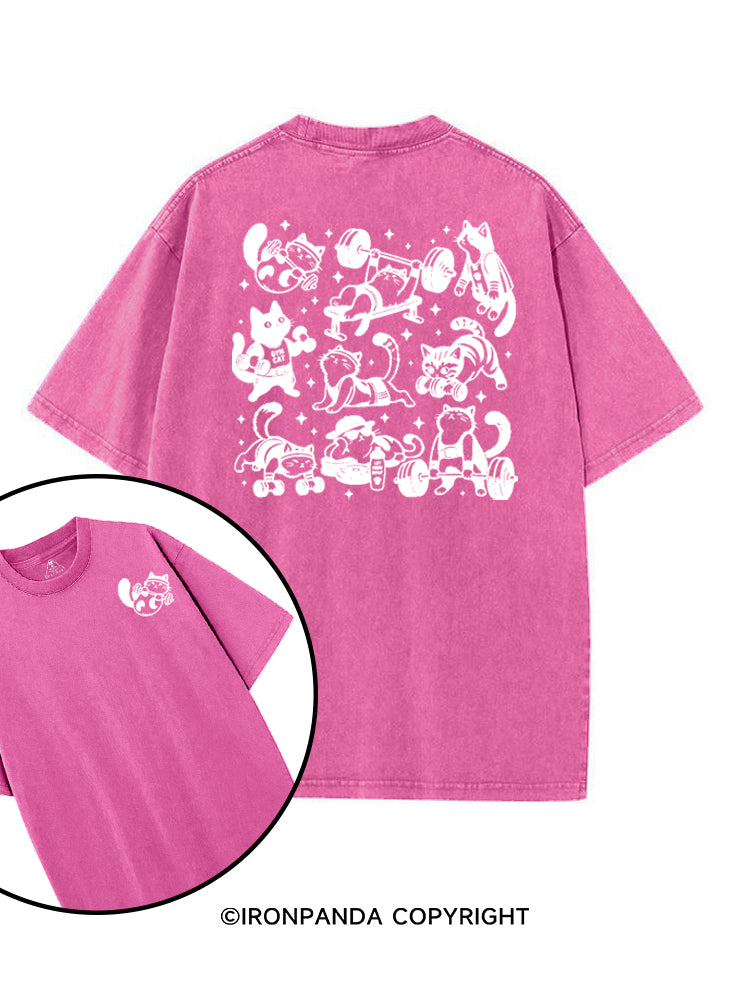 CUTE CAT LIFTING CLUB printed Gym Shirt