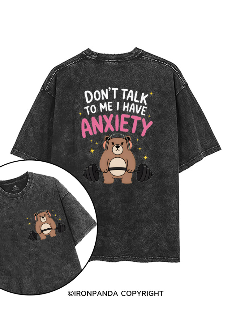 Bear Lifting Weights Anxiety printed Gym Shirt