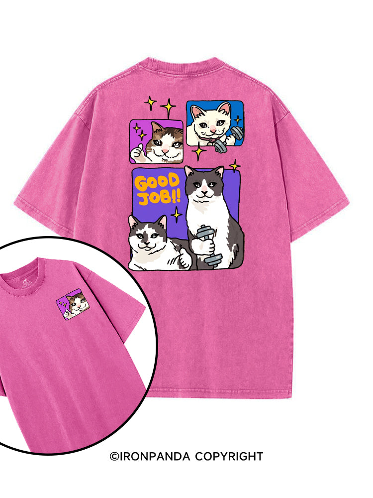 GOOD JOB BE YOURSELF GYM KITTY printed Gym Shirt