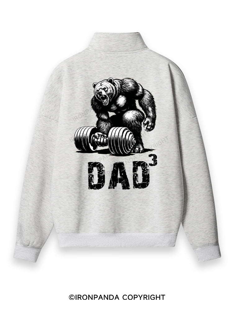 Dad Bear Back Printed Quarter-Zip Fleece Sweatshirt