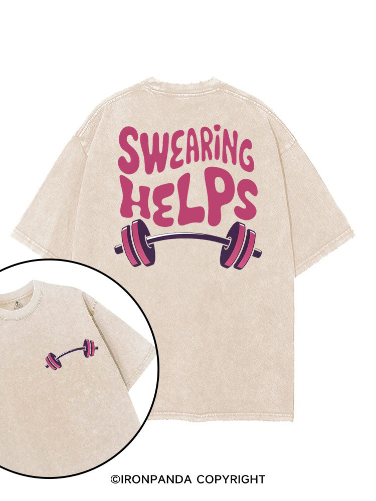 SWEARING HELPS FUNNY GYM printed Gym Shirt