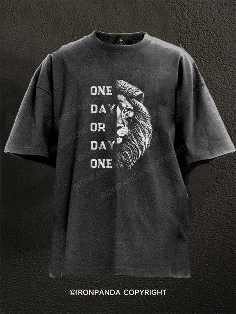 Lion One Day or Day One Washed Gym Shirt