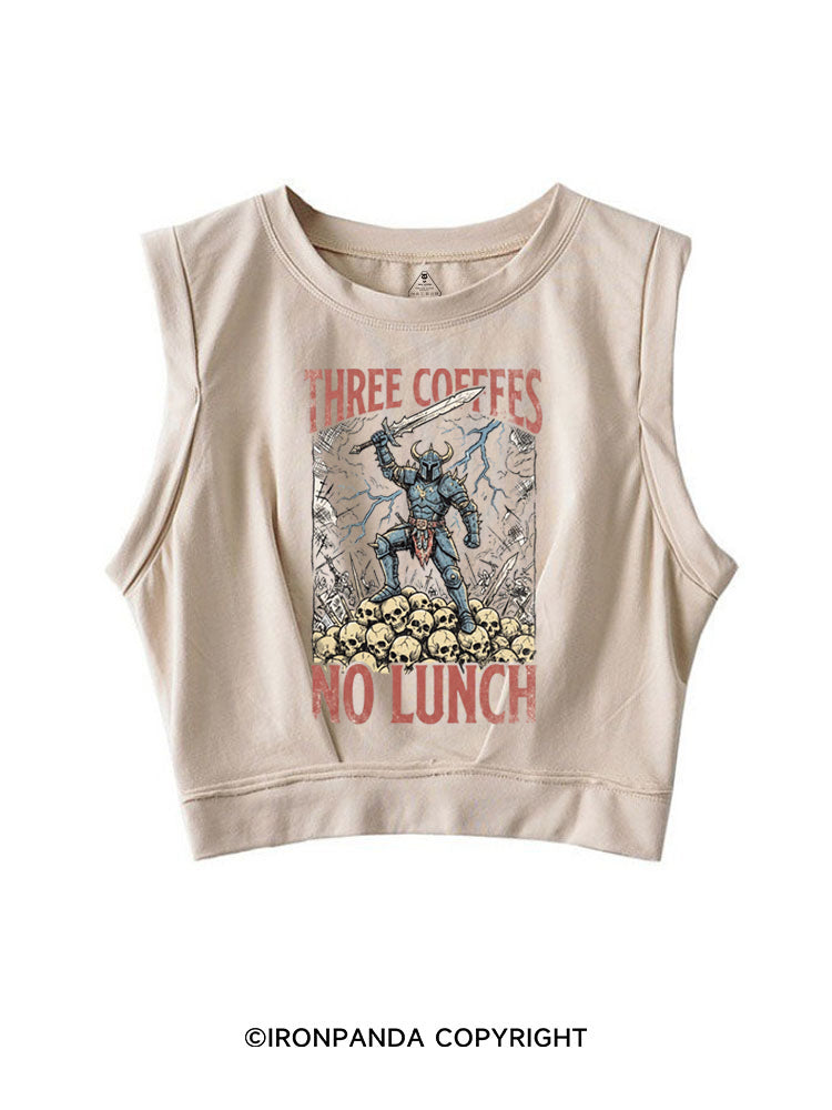 Three Coffees No Lunch SLEEVELESS CROP TOPS