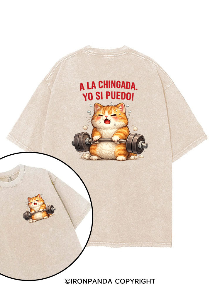 A LA CHINGADA. YO SI PUEDO! printed Gym Shirt