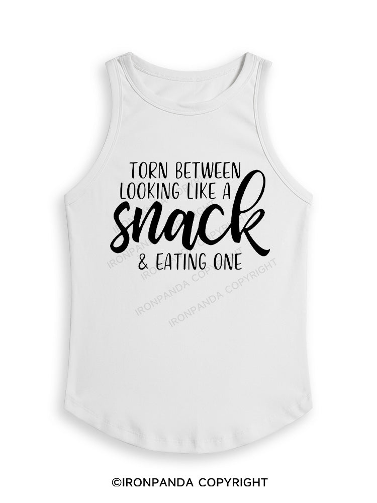 TORN BETWEEN A SNACK AND EAT ONE Fitted Tank Top
