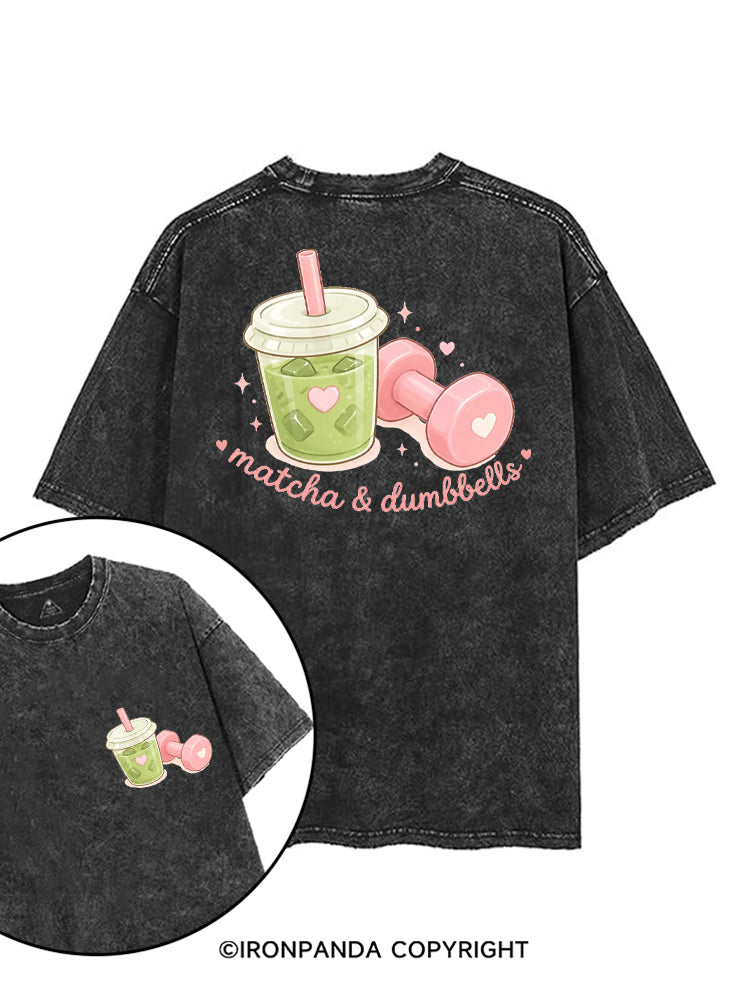 MATCHA & DUMBBELLS MATCHA GYM LOVER printed Gym Shirt