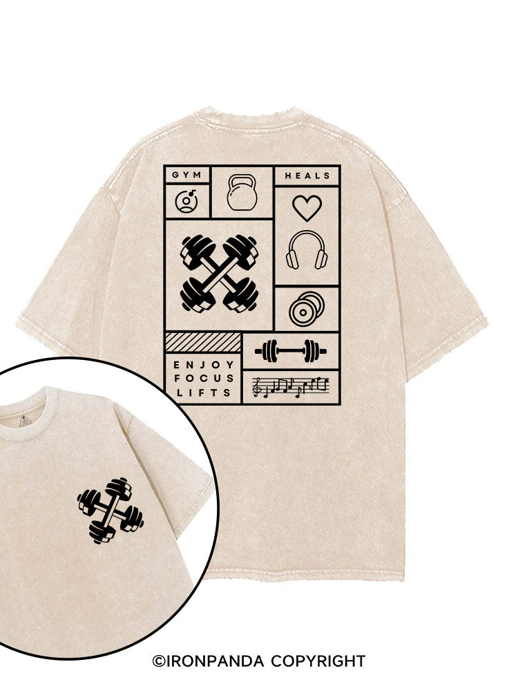 GYM HEALS ENJOY FOCUS LIFTS printed Gym Shirt