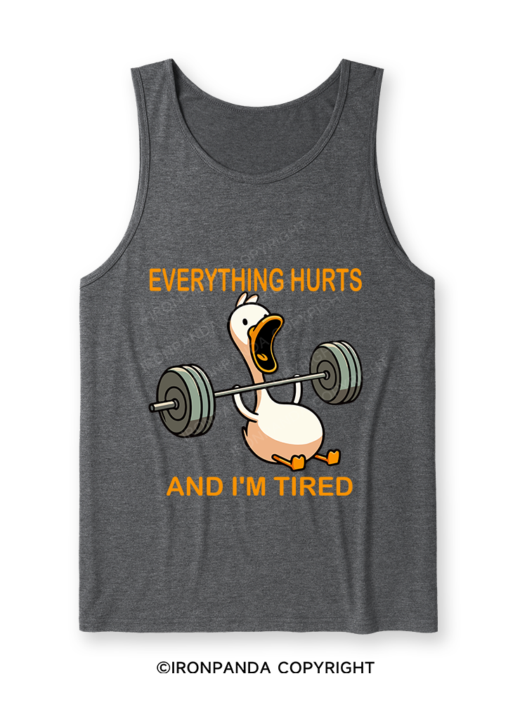 EVERYTHING HURTS AND I'M TIRED DUCK Ultra Soft Heather Tank