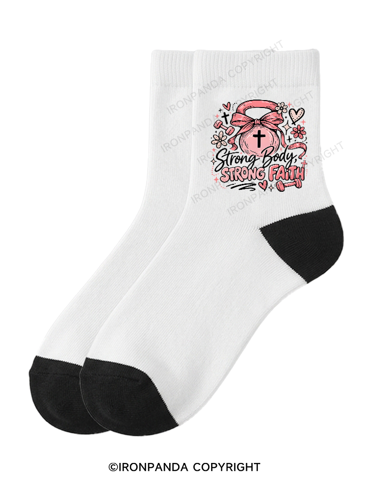 STRONG BODY, STRONG FAITH JESUS Crew Socks