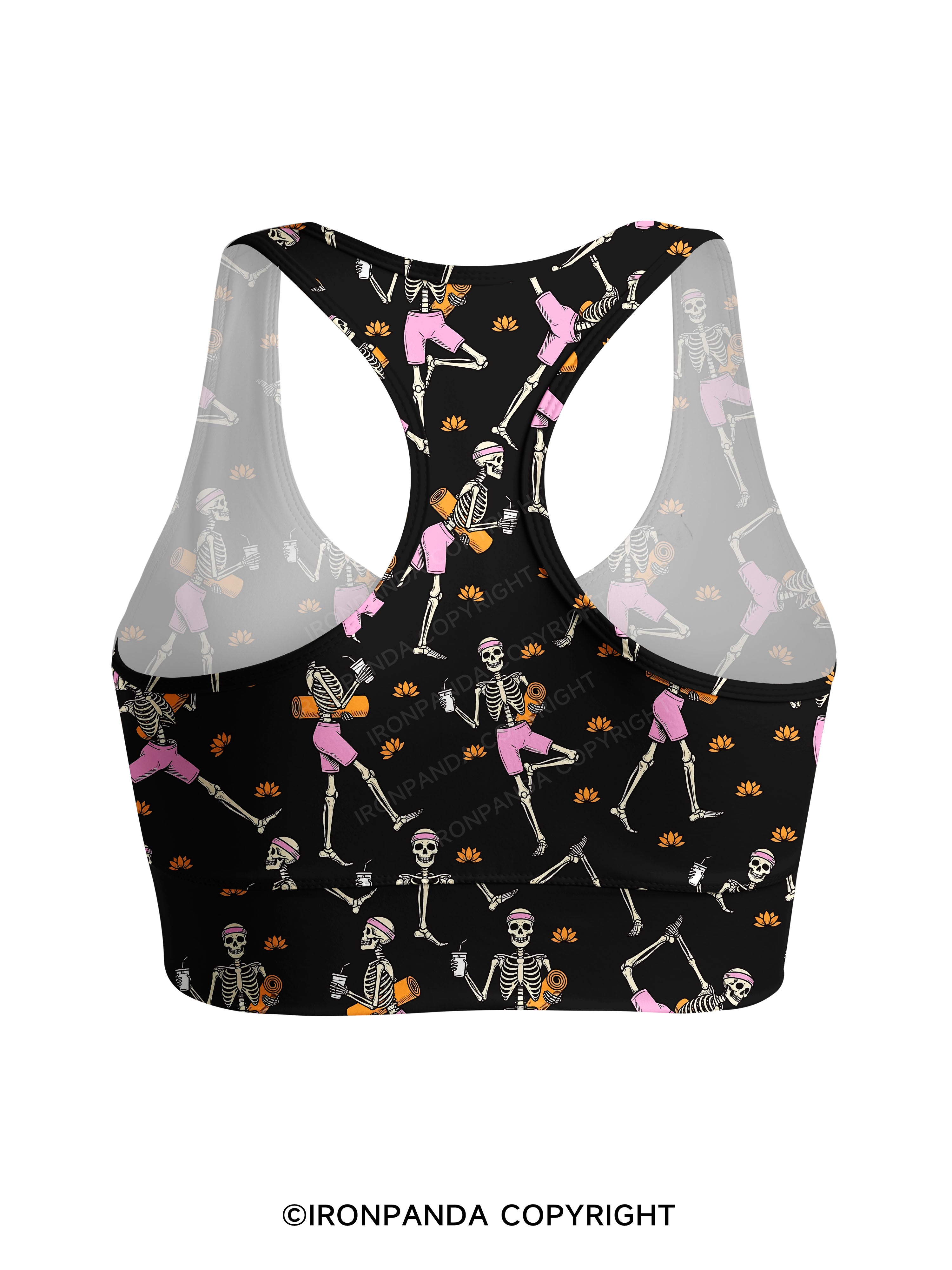 SKELETON YOGA FITNESS Racerback Sports Bra