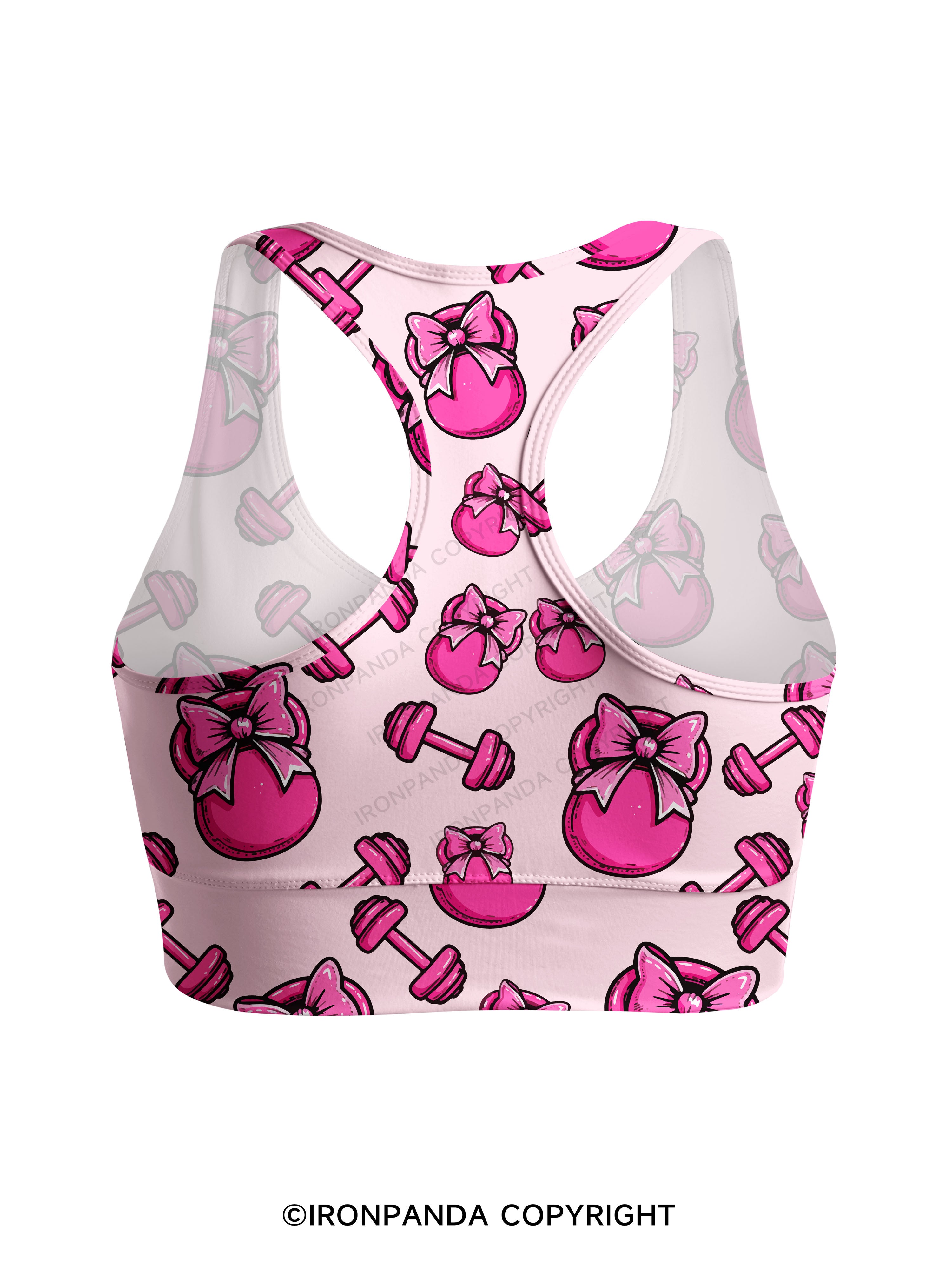 Pink Bow Gym Racerback Sports Bra