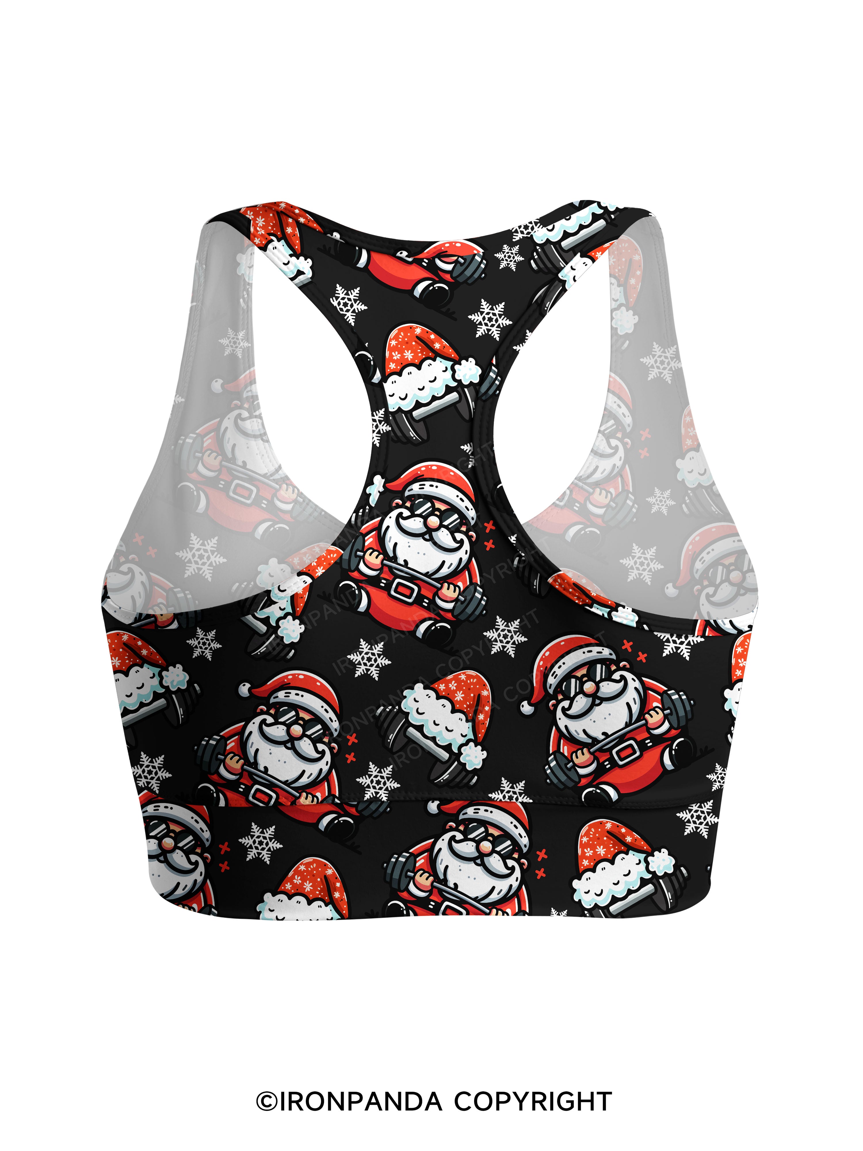 Lifting Santa Claus Racerback Sports Bra