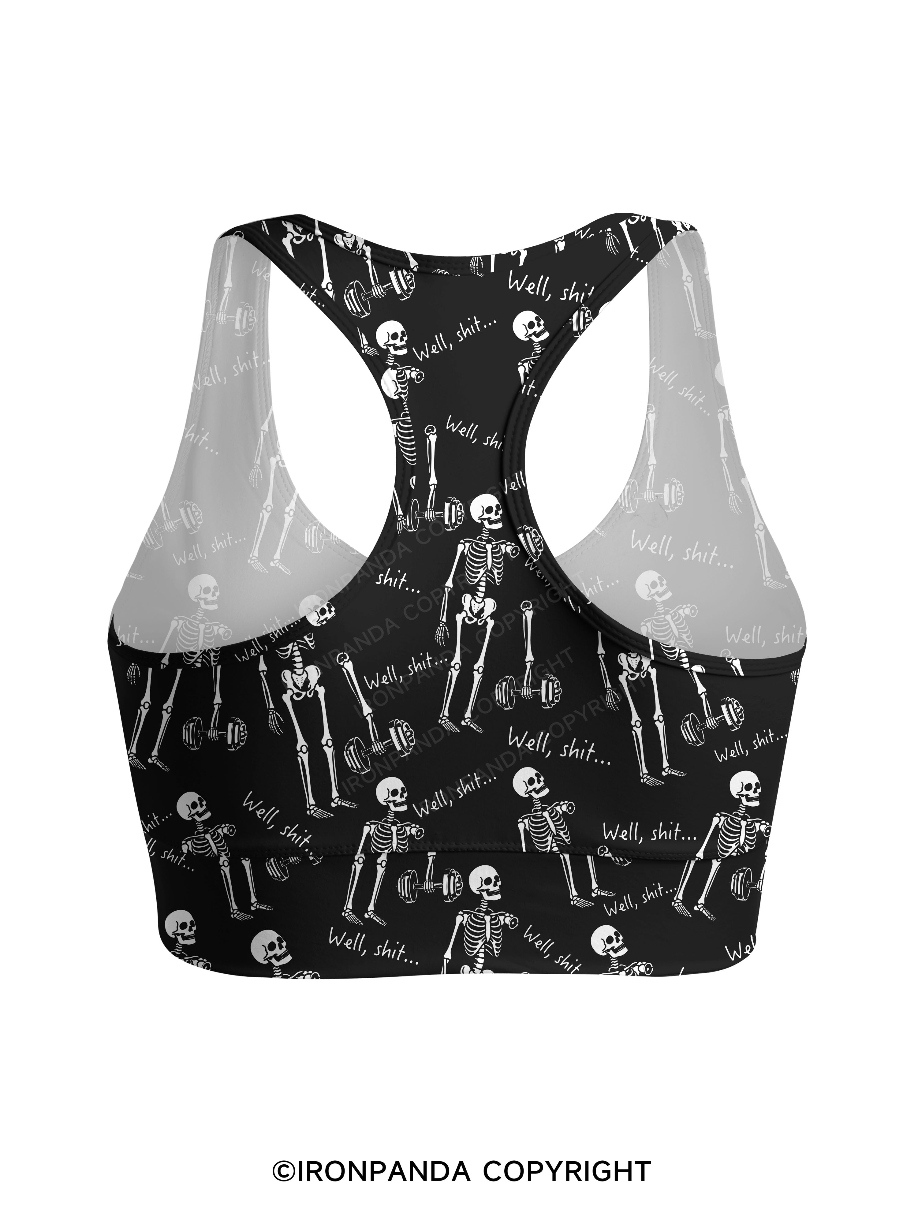 Well Shit Funny Skeleton Racerback Sports Bra