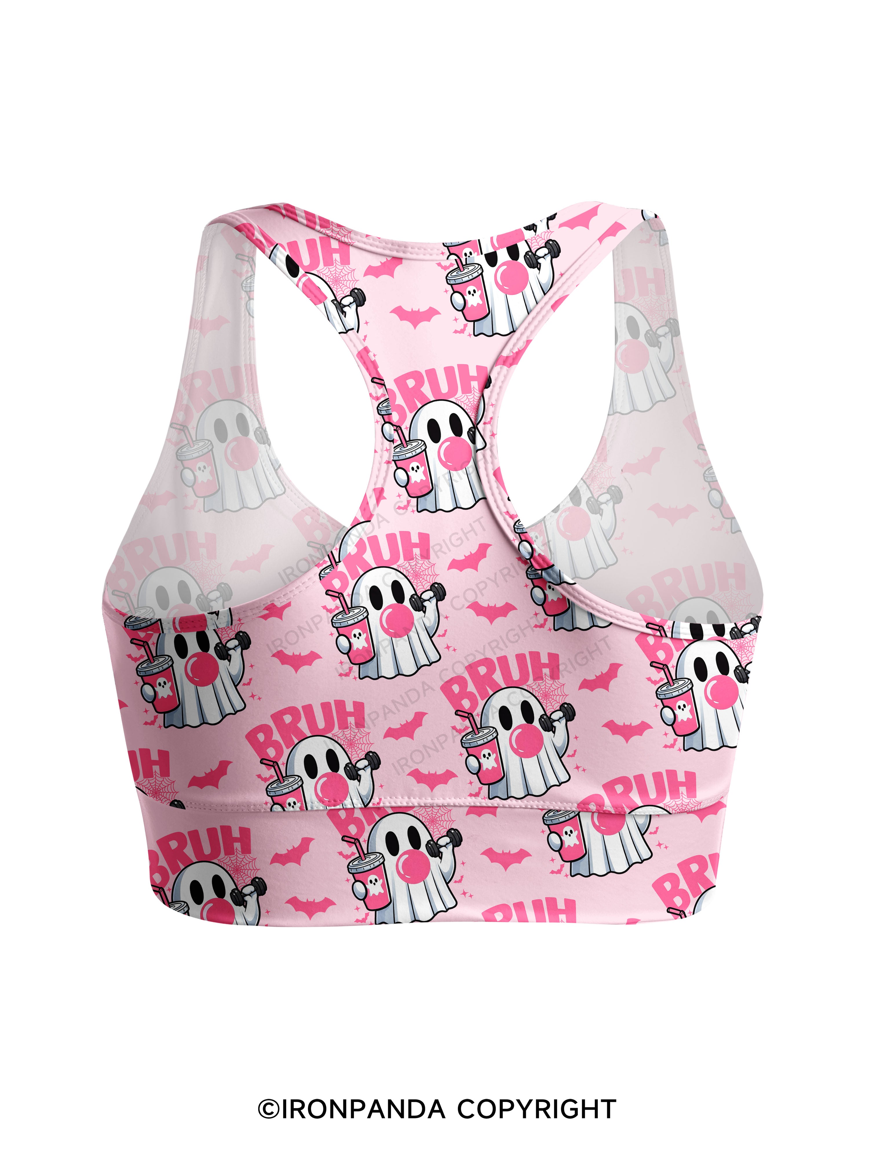 Bruh Ghost Workout Racerback Sports Bra