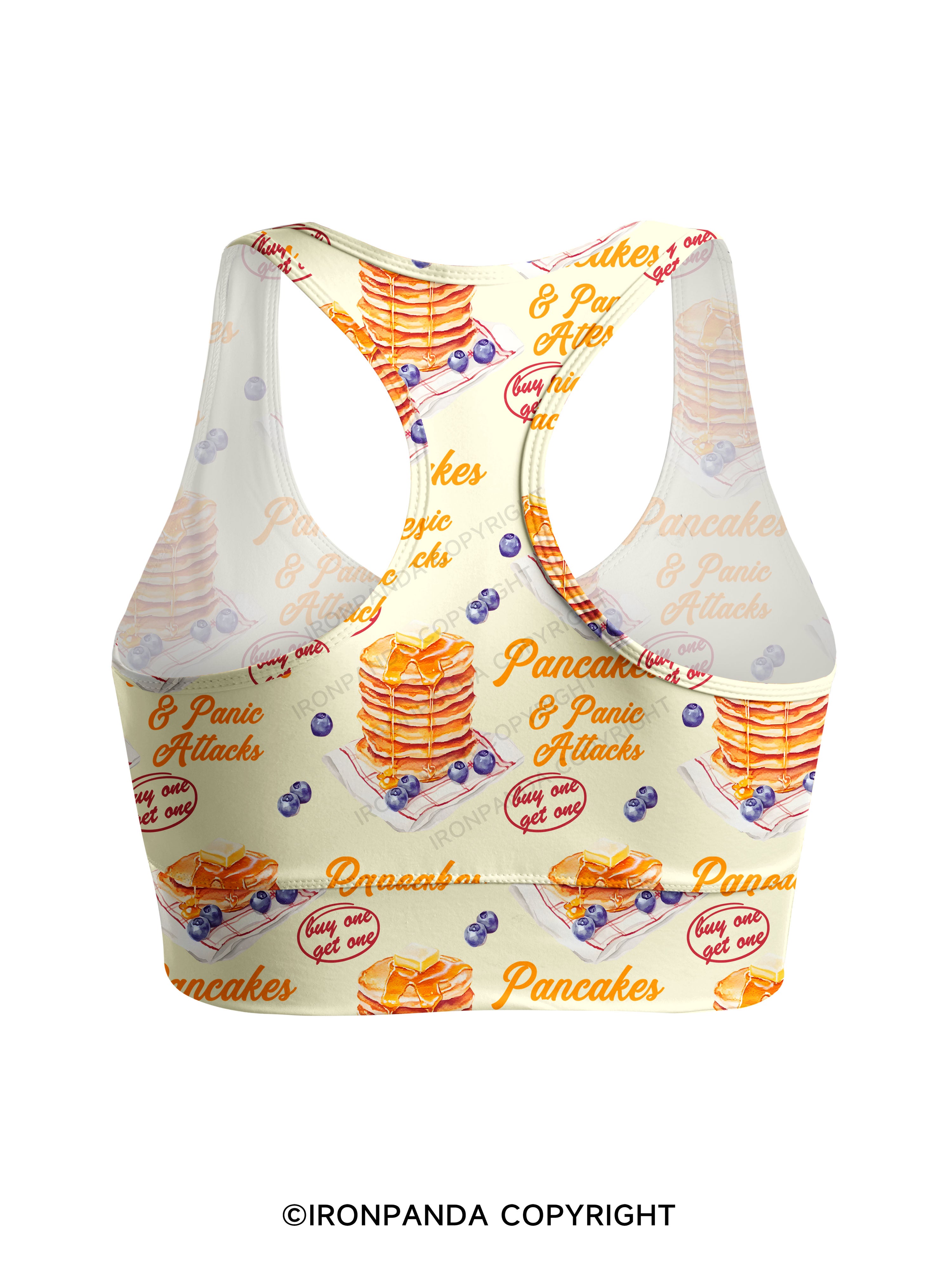 Pancakes & Panic Attacks Racerback Sports Bra