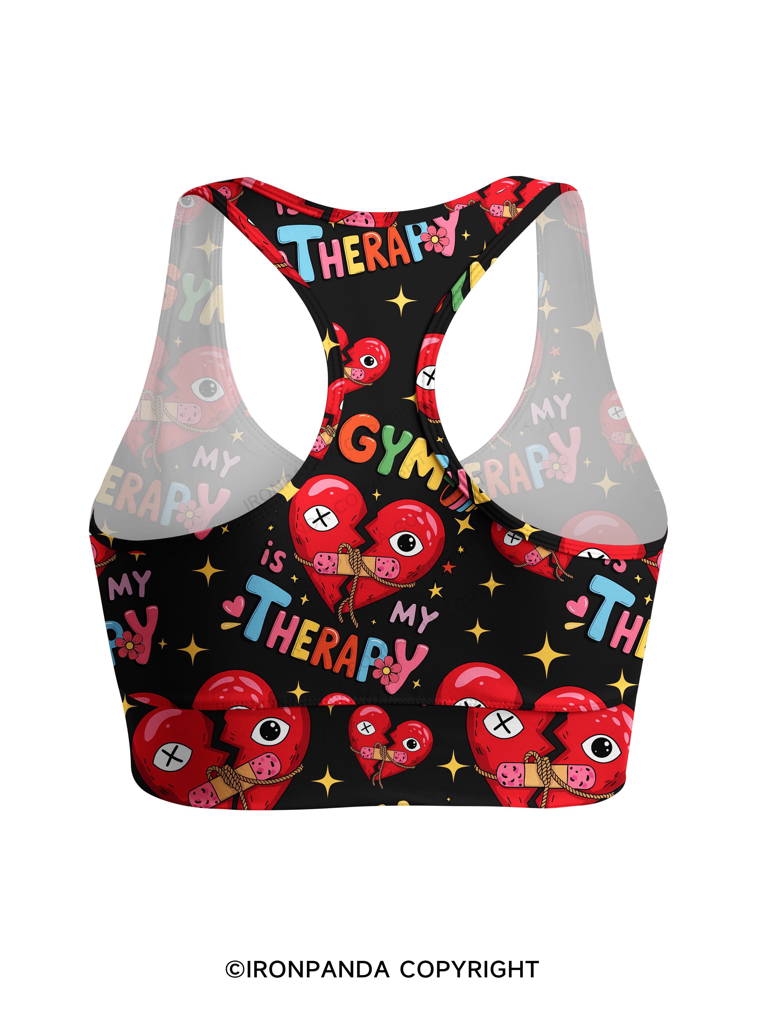 GYM IS MY THERAPY Racerback Sports Bra