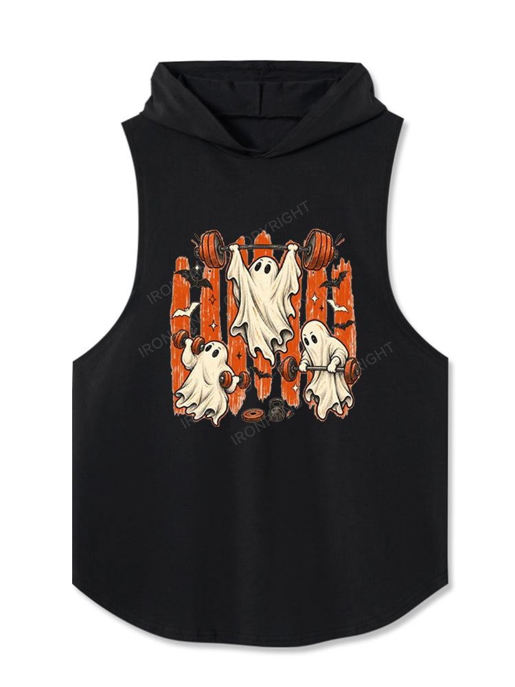 Weightlifting Ghost Spooky Workout Hooded Tank