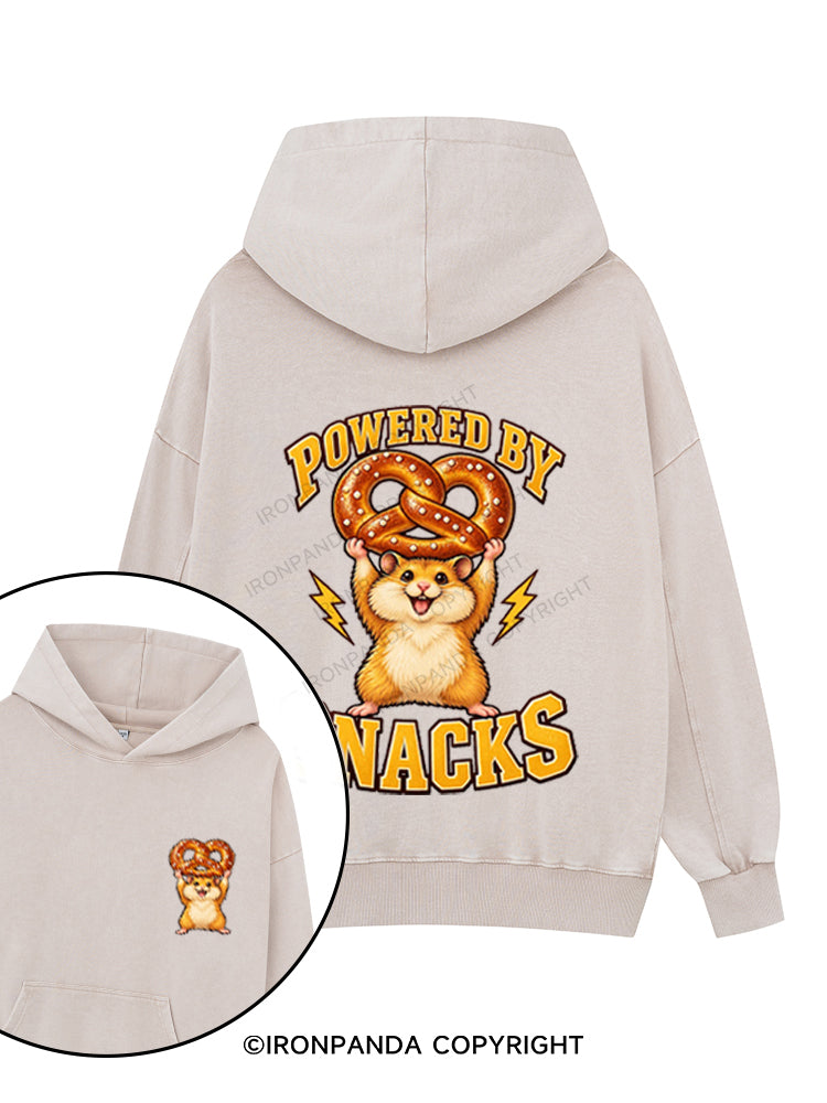 POWERED BY SNACKS FUNNY HAMSTER Printed Washed Gym Hoodie