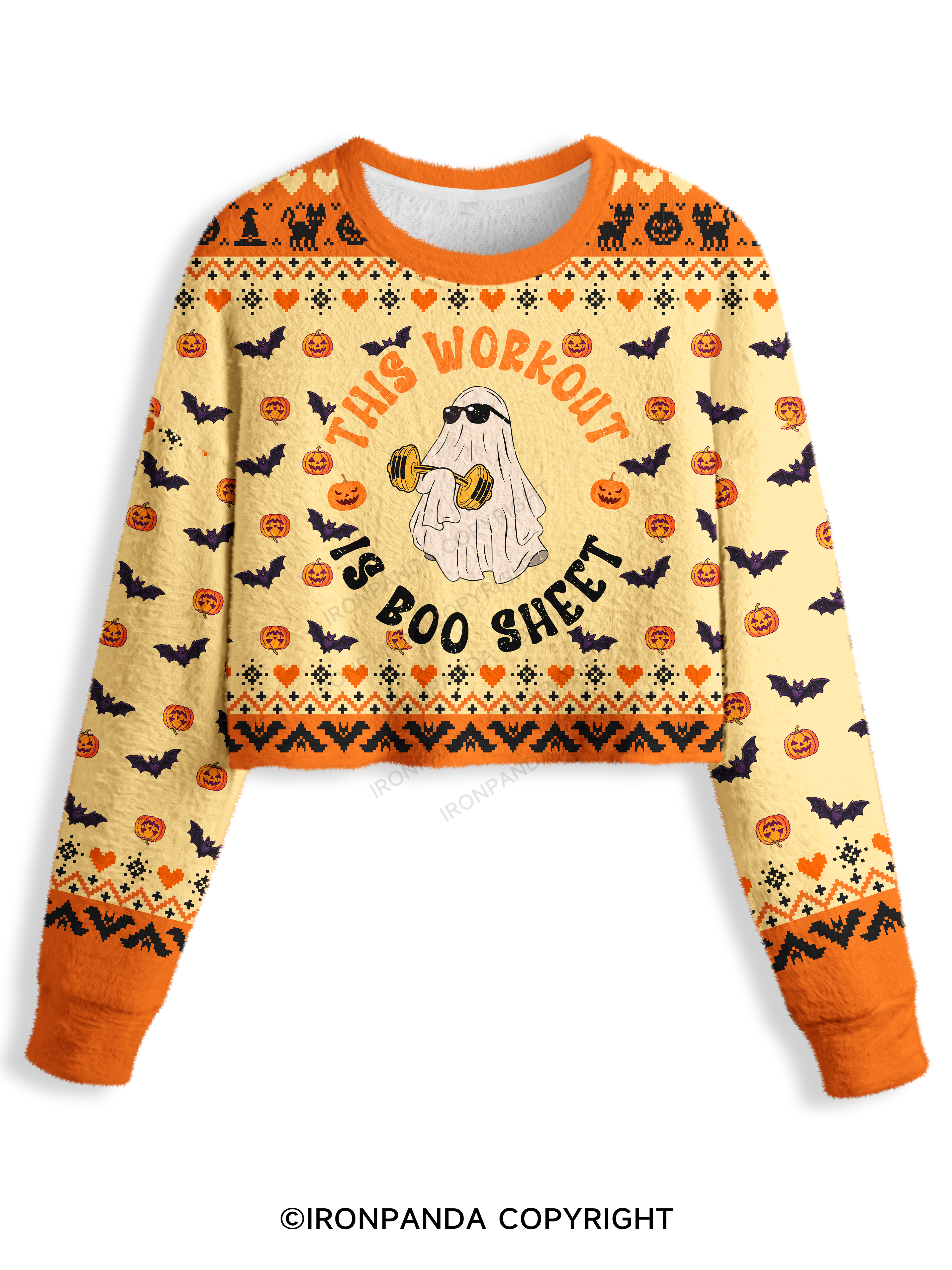 This Workout Is Boo Sheet Funny Ghost Crop Ugly Sweater
