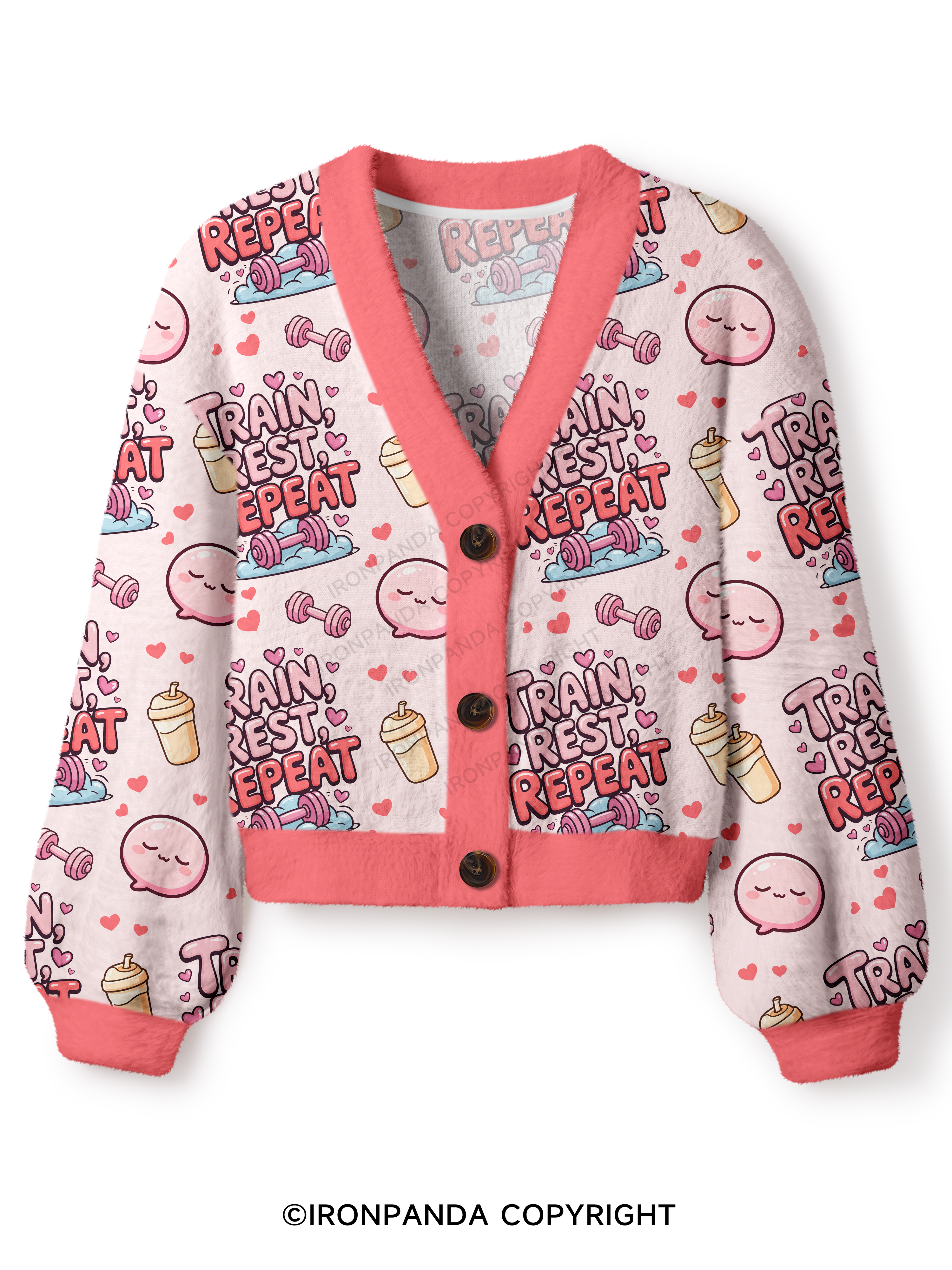 TRAIN, REST, REPEAT Crop Ugly Cardigan Sweater