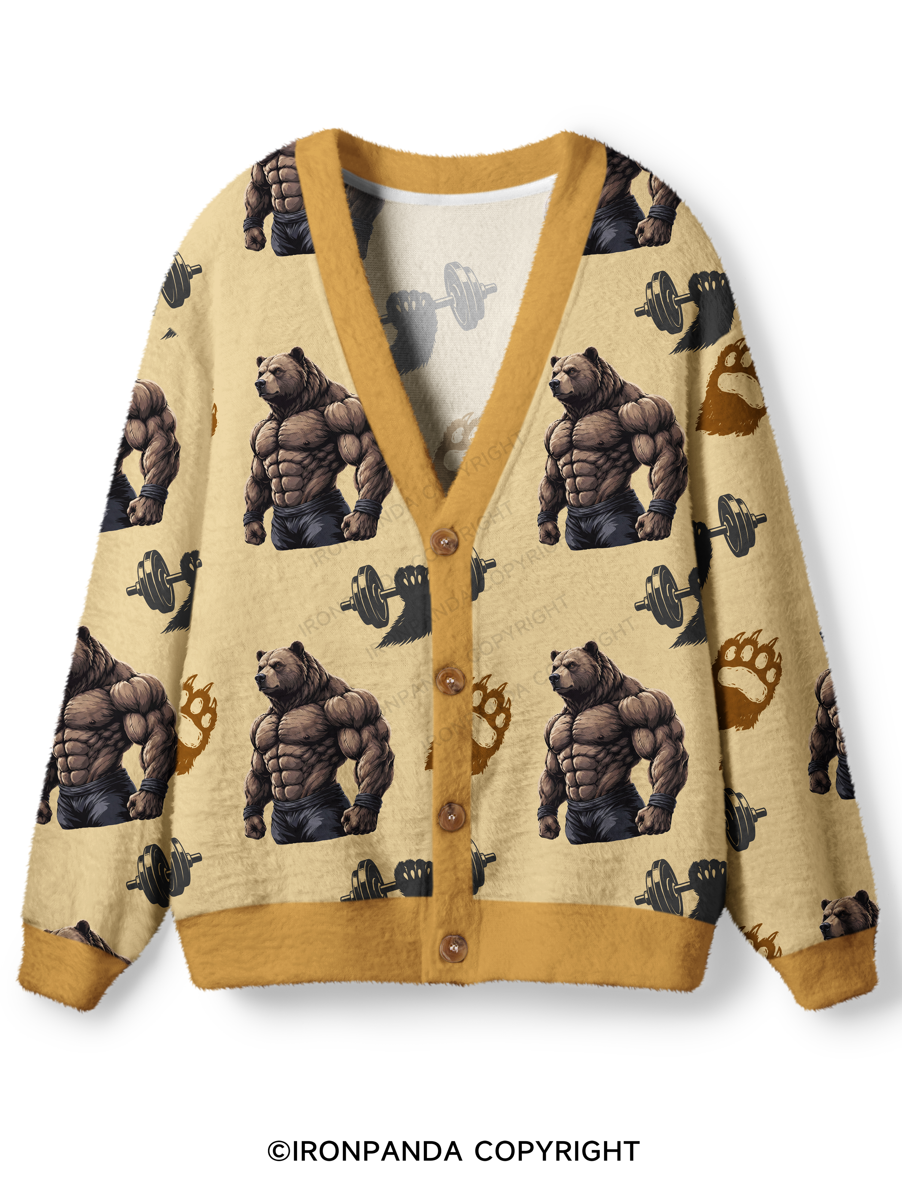 Muscular Bear Bodybuilder Ugly Cardigan Sweater