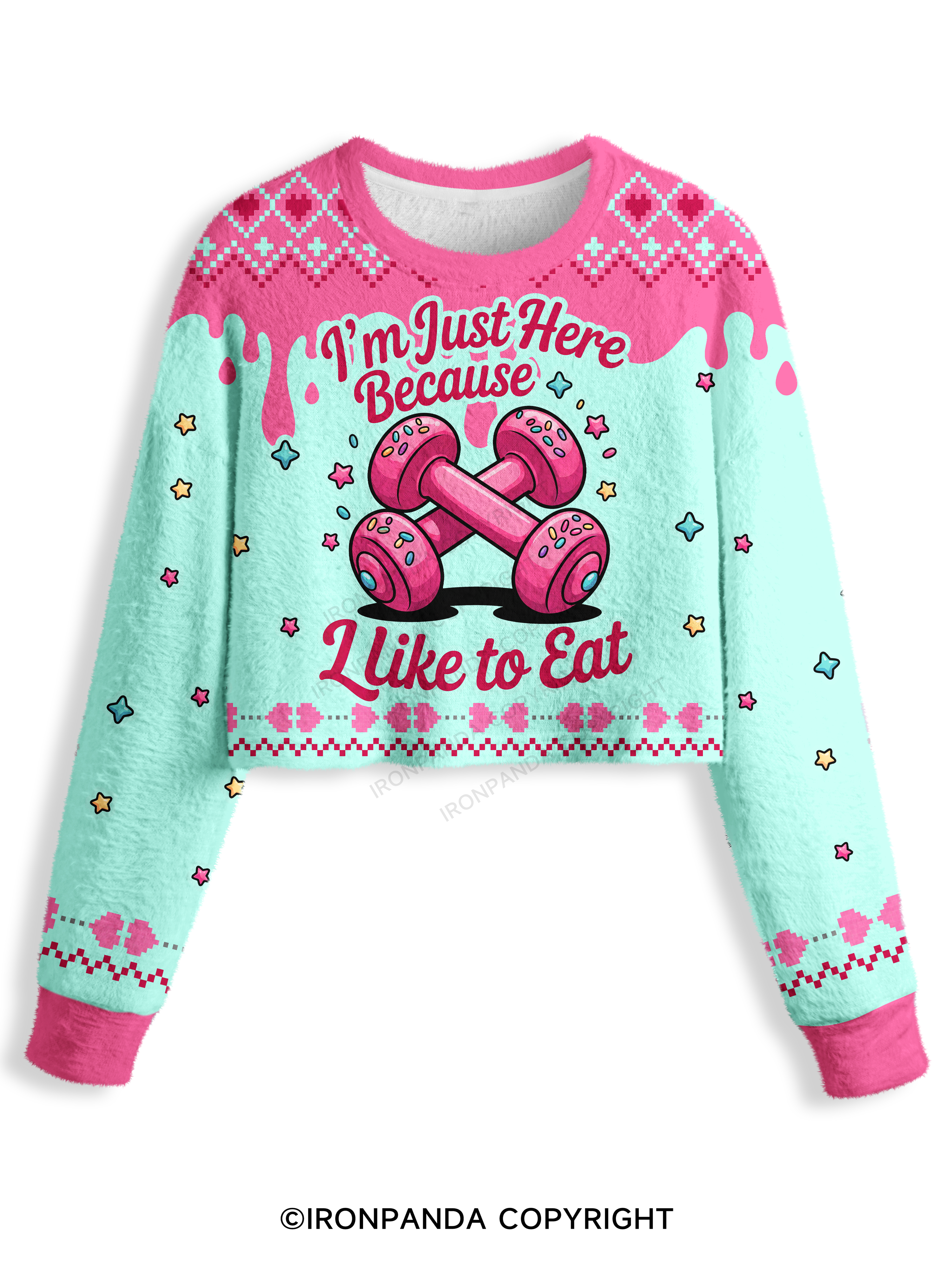 I'M JUST HERE BECAUSE I LIKE TO EAT Crop Ugly Sweater