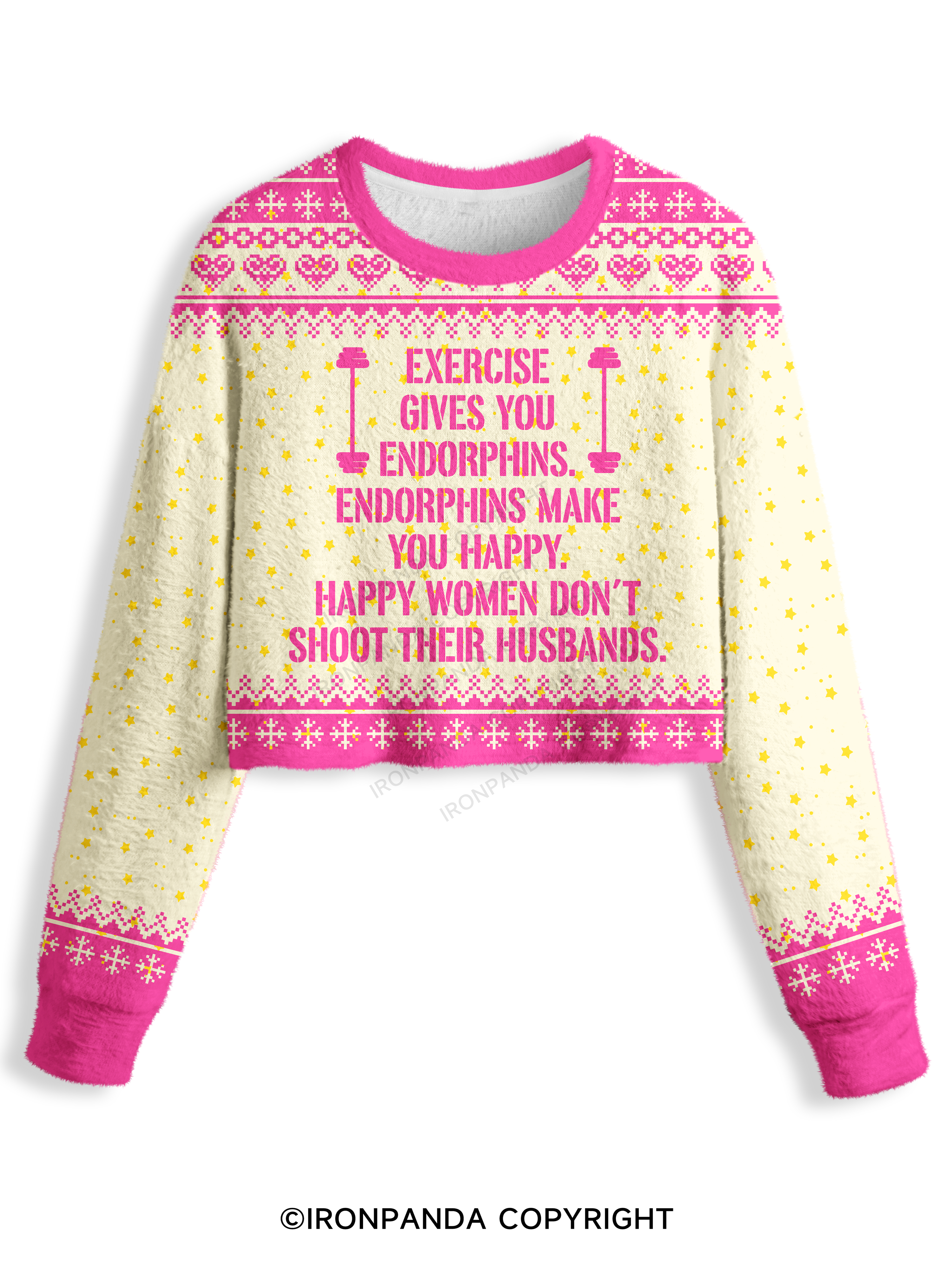 EXERCISE GIVES YOU ENDORPHINS PINK Crop Ugly Sweater