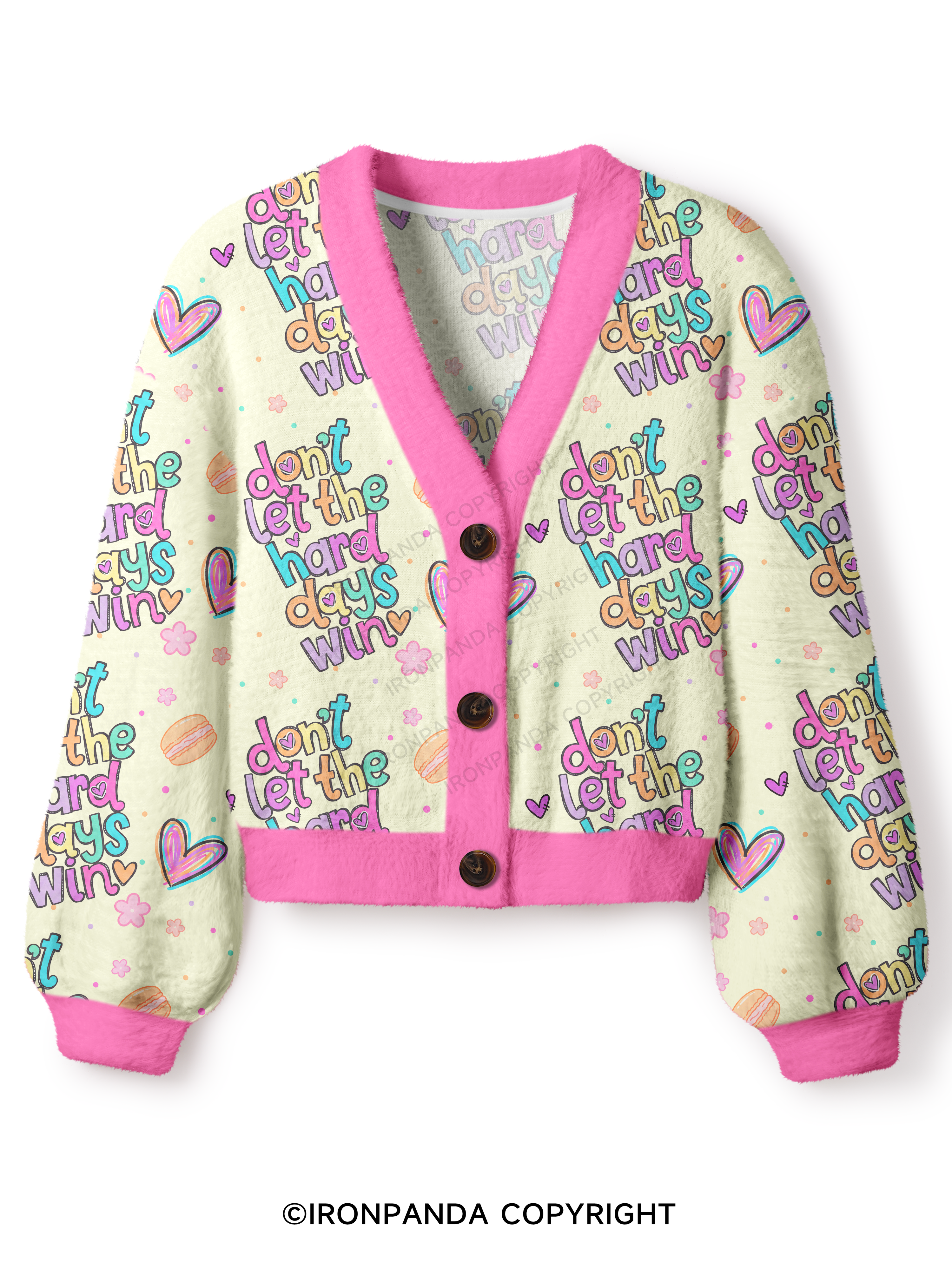 DON'T LET THE HARD DAYS WIN Crop Ugly Cardigan Sweater