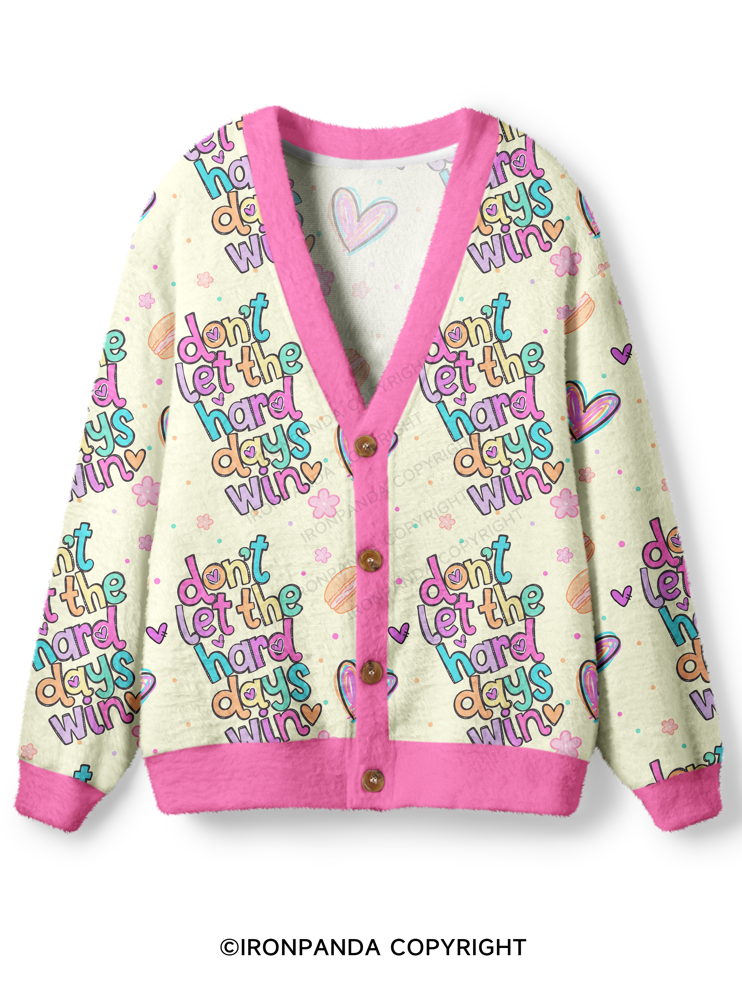 DON'T LET THE HARD DAYS WIN Ugly Cardigan Sweater