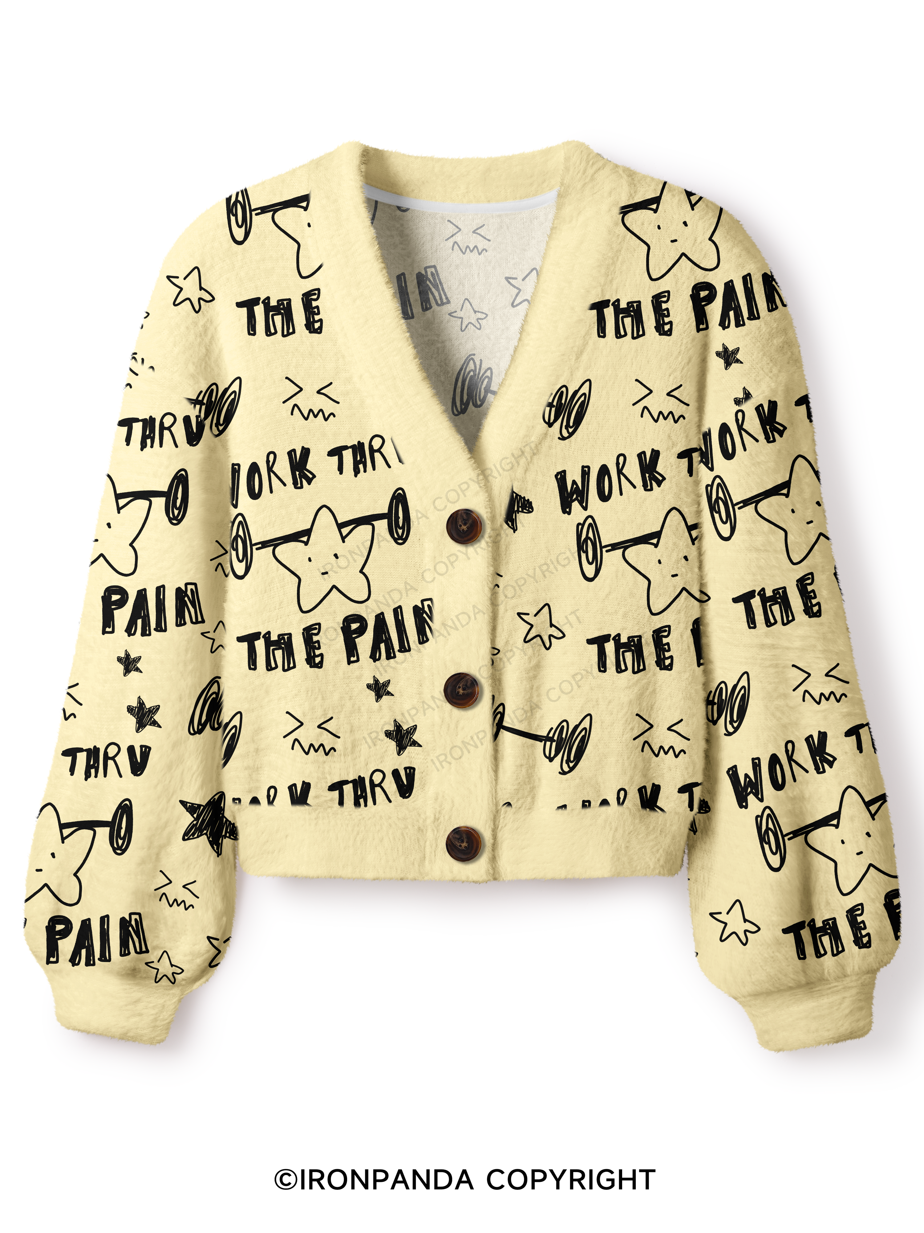WORK THROUGH THE PAIN Crop Ugly Cardigan Sweater