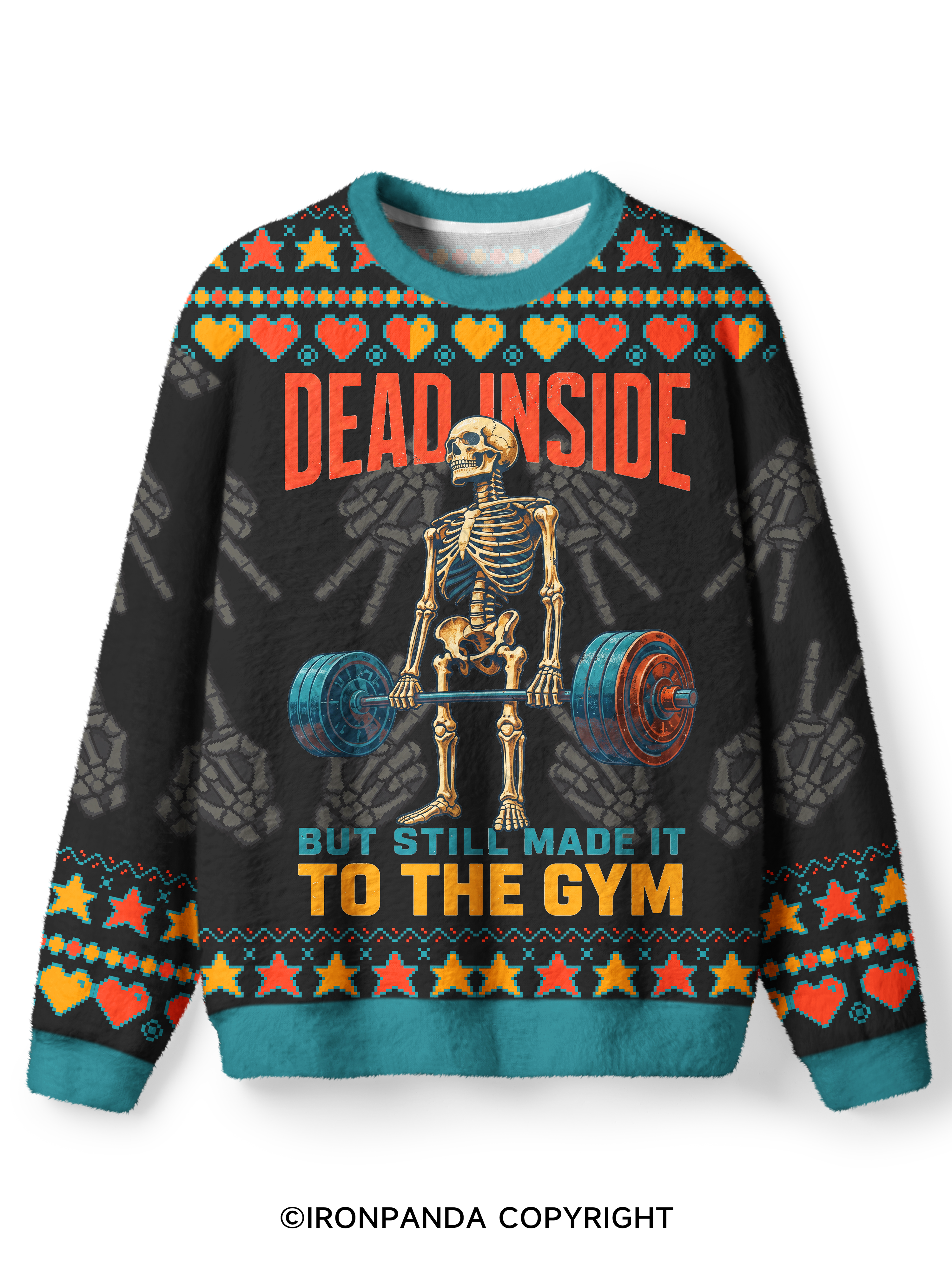 Dead Inside but Still Made It Skeleton Ugly Fuzzy Fleece Sweater