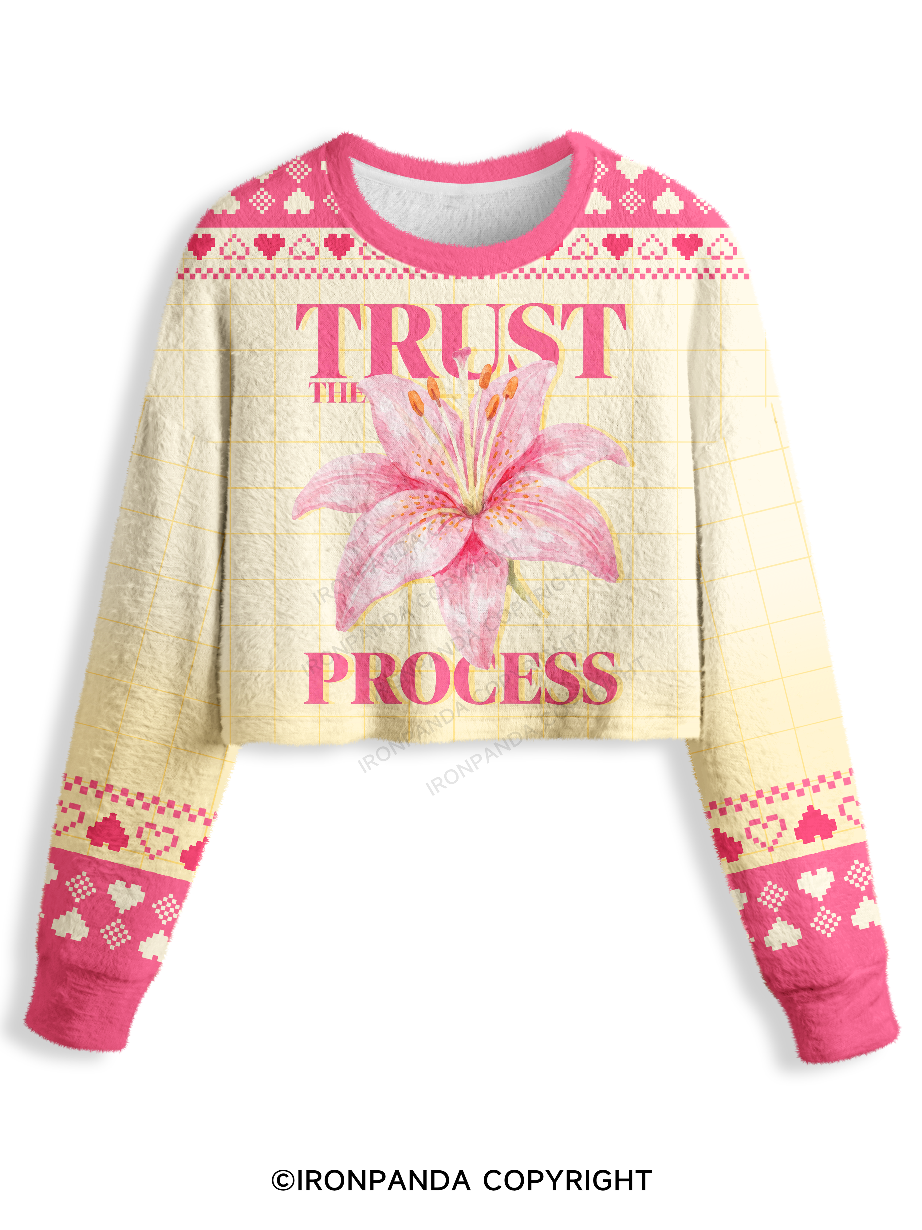 TRUST THE PROCESS GYM FLOWER Crop Ugly Sweater