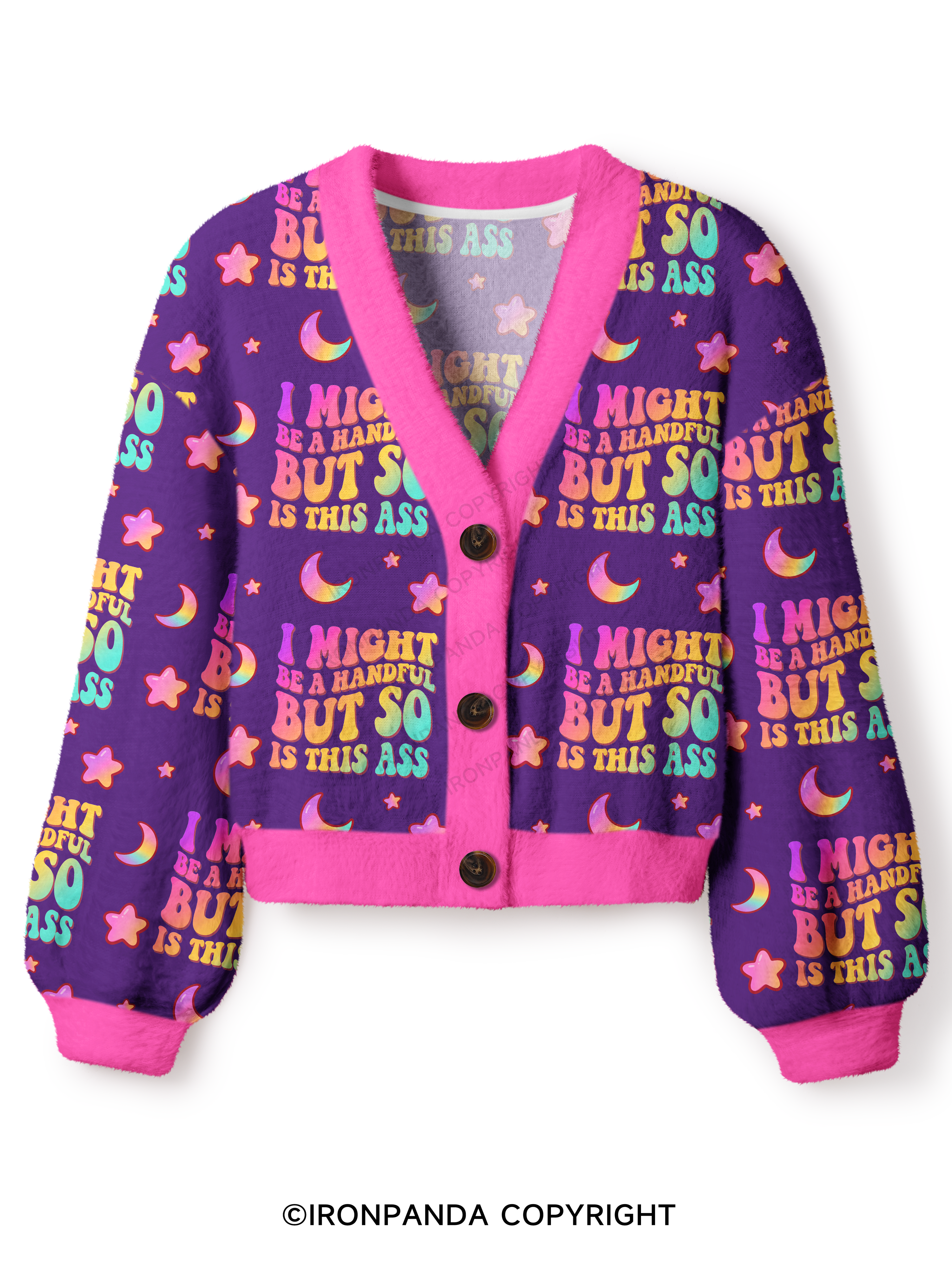 I MIGHT BE A HANDFUL BUT SO IS THIS ASS GYM Crop Ugly Cardigan Sweater