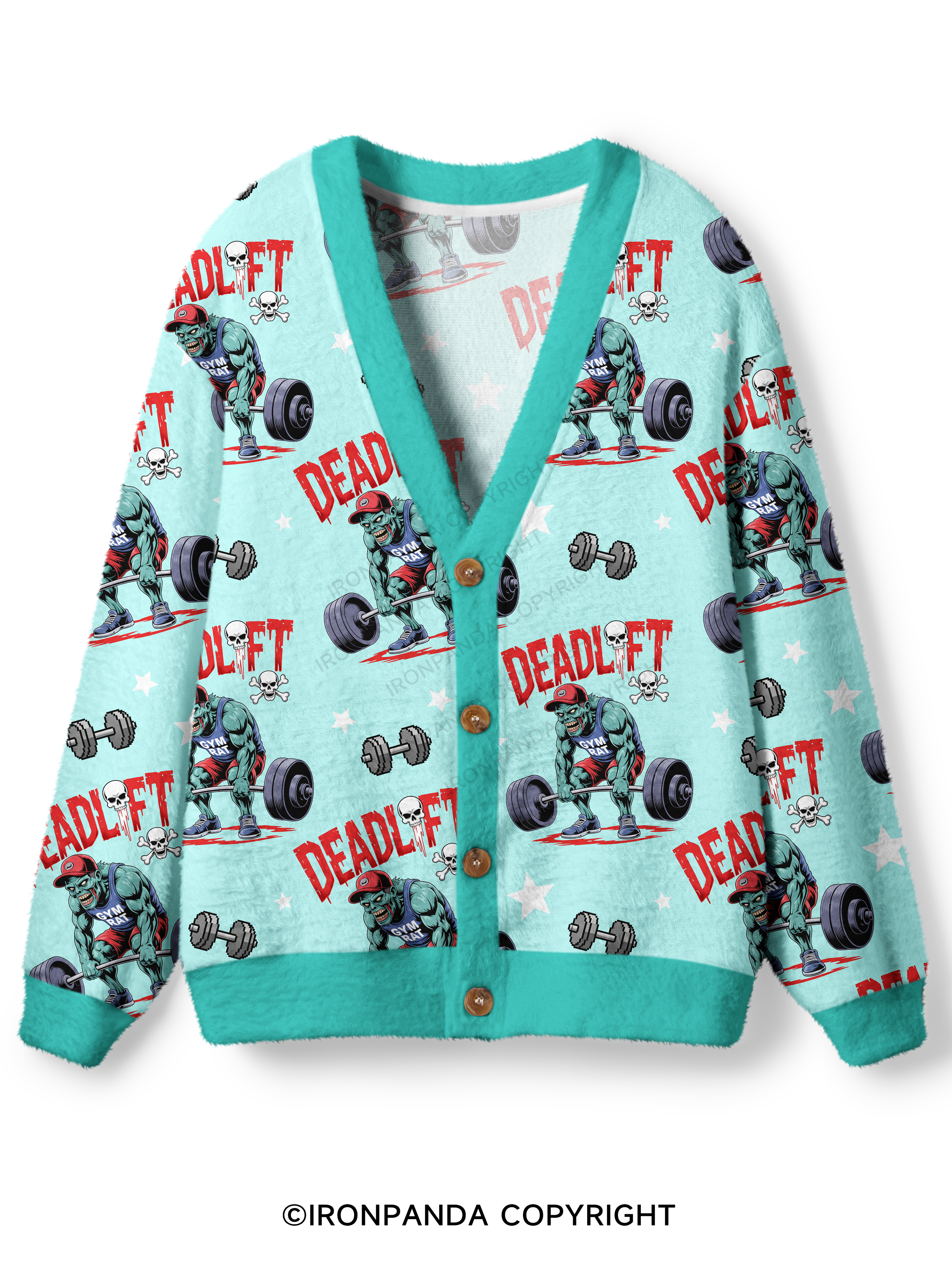 Zombie Funny Deadlift Ugly Cardigan Sweater