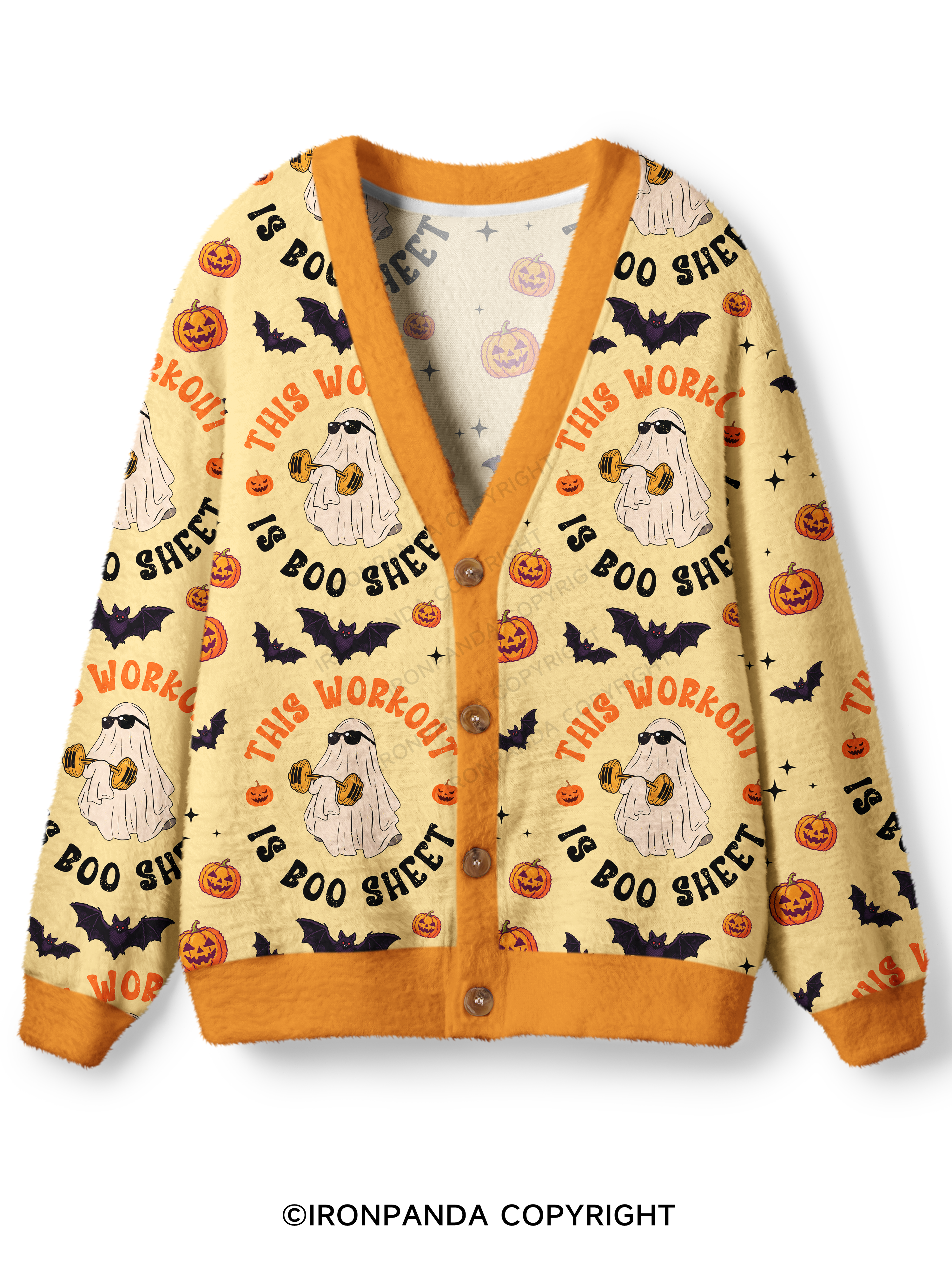 This Workout Is Boo Sheet Funny Ghost Ugly Cardigan Sweater