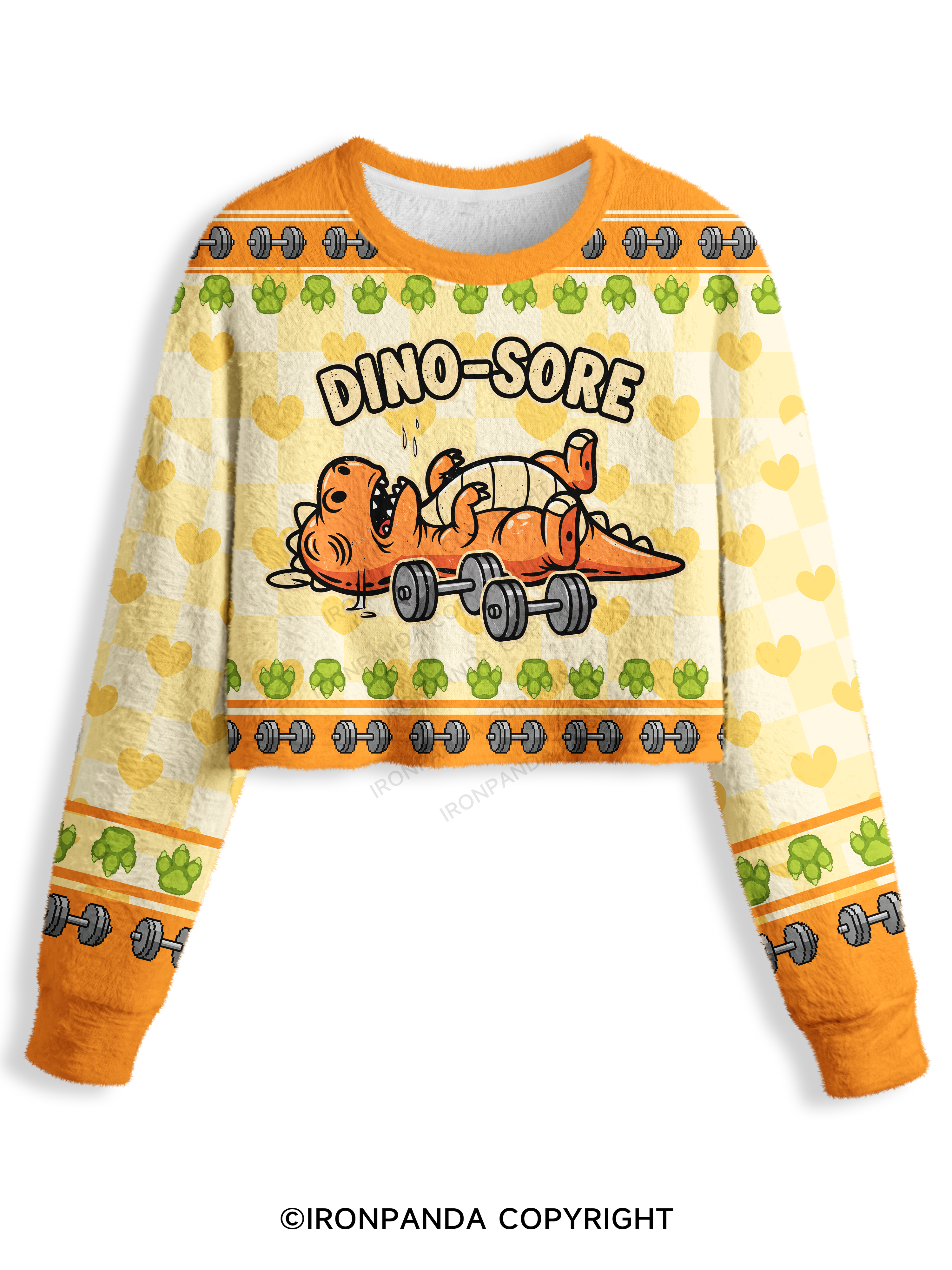 Dino-Sore Lifter Workout Crop Ugly Sweater