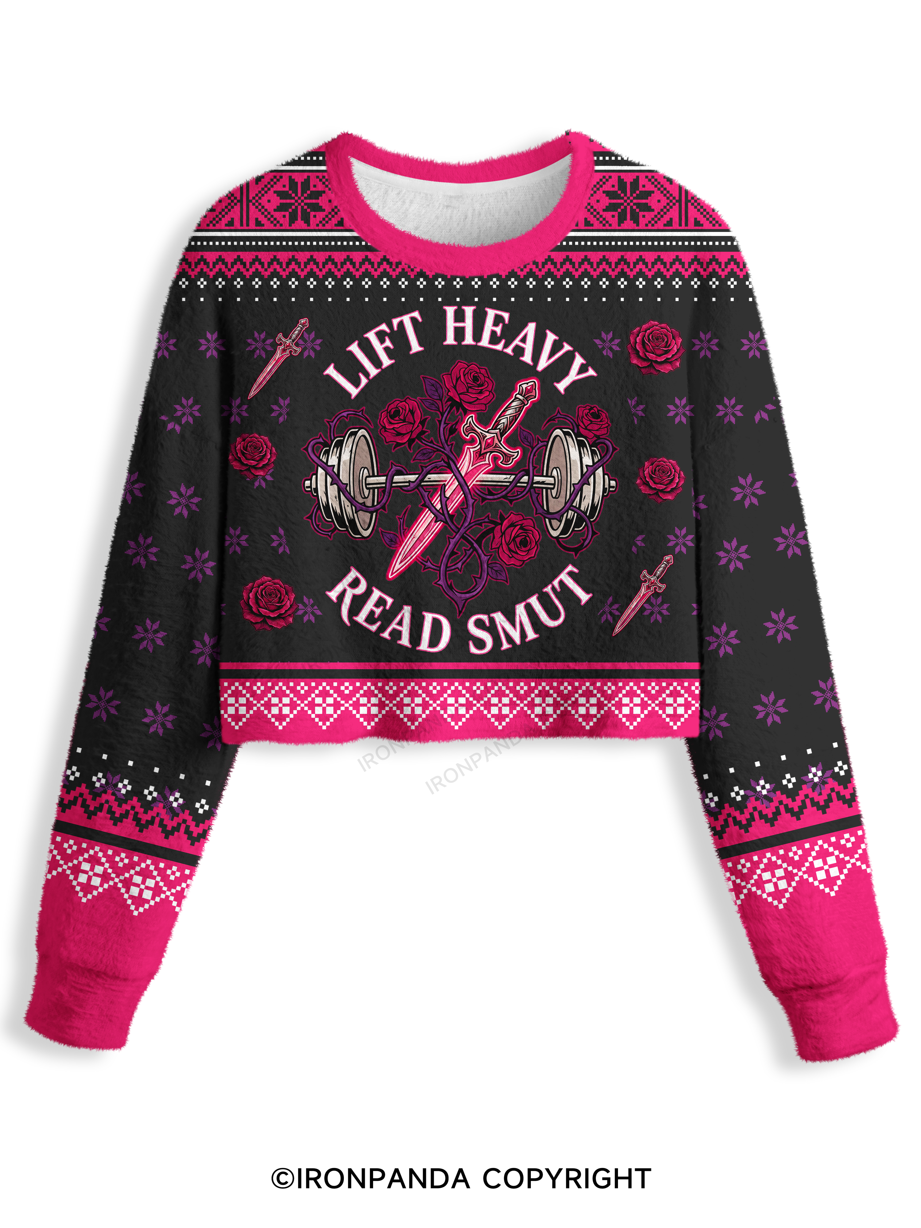 LIFT HEAVY READ SMUT Crop Ugly Sweater