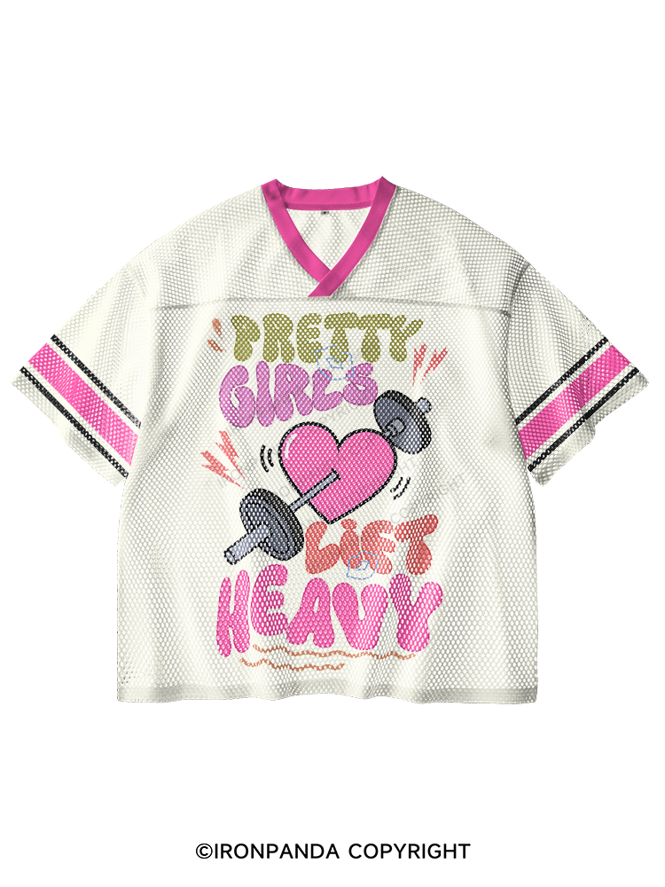 PRETTY GIRLS LIFT HEAVY V-Neck Open Hole Mesh Top