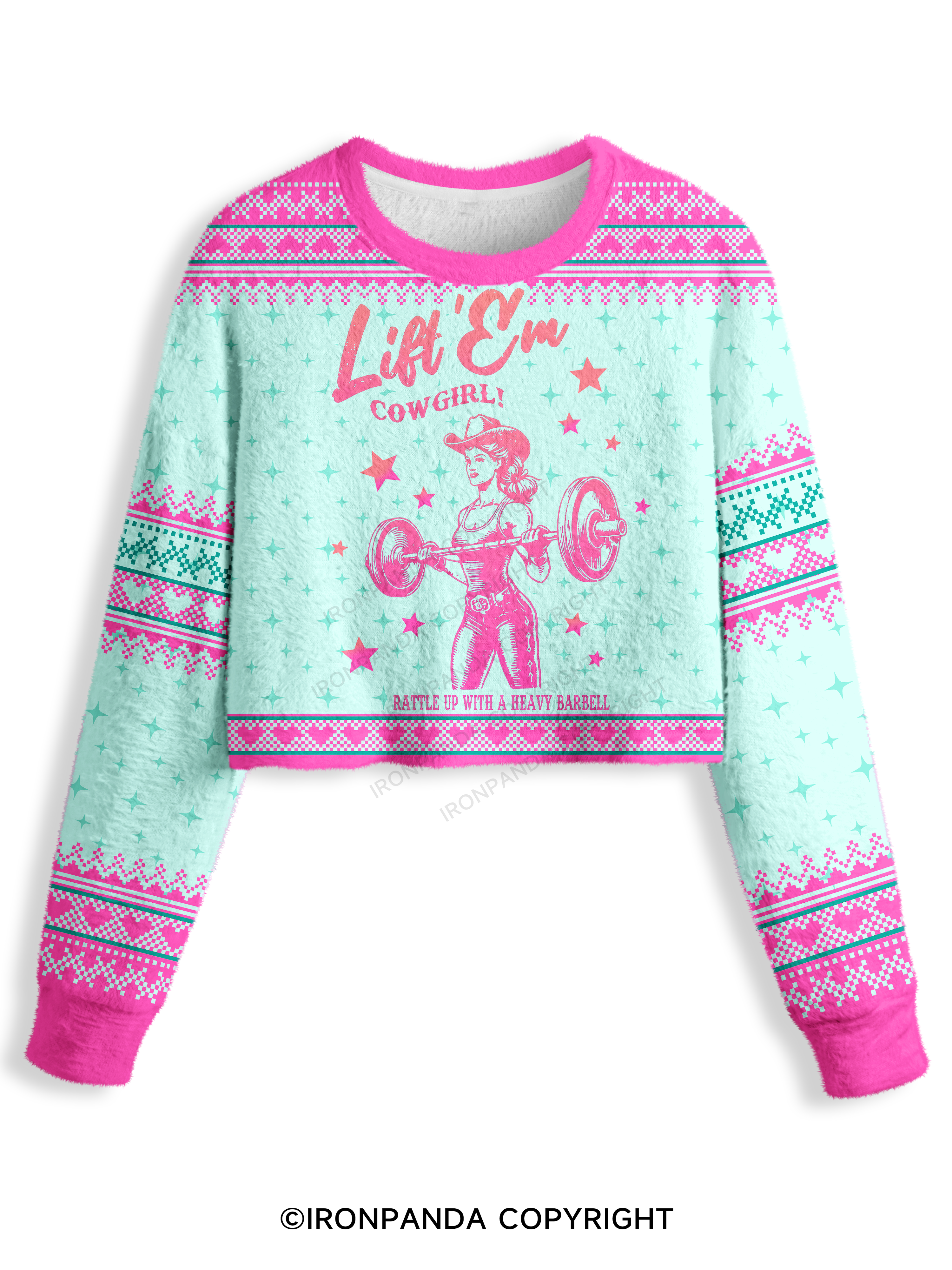 LIFT'EM COWGIRL! Crop Ugly Sweater
