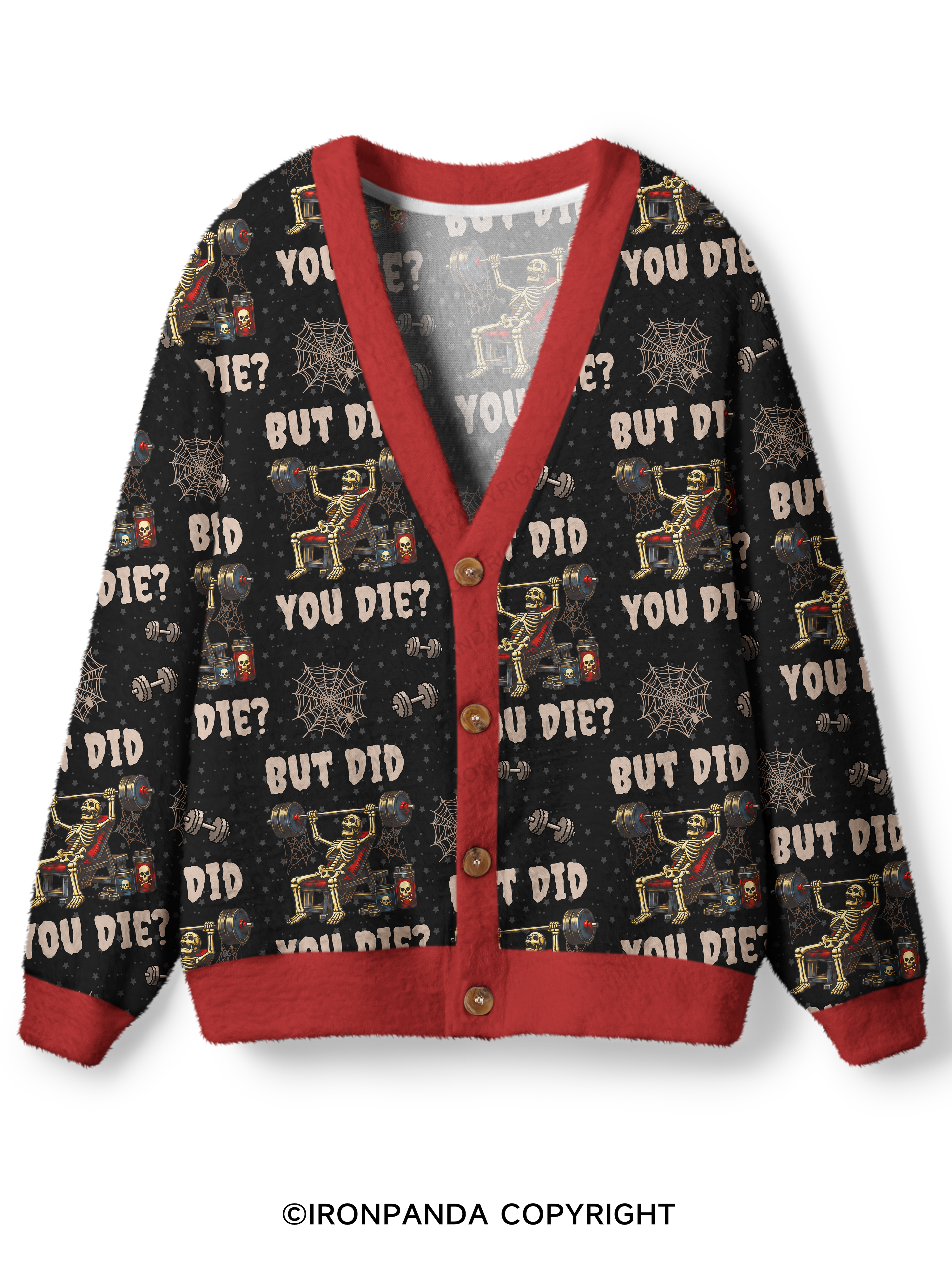 But Did You Die Funny Skeleton Ugly Cardigan Sweater