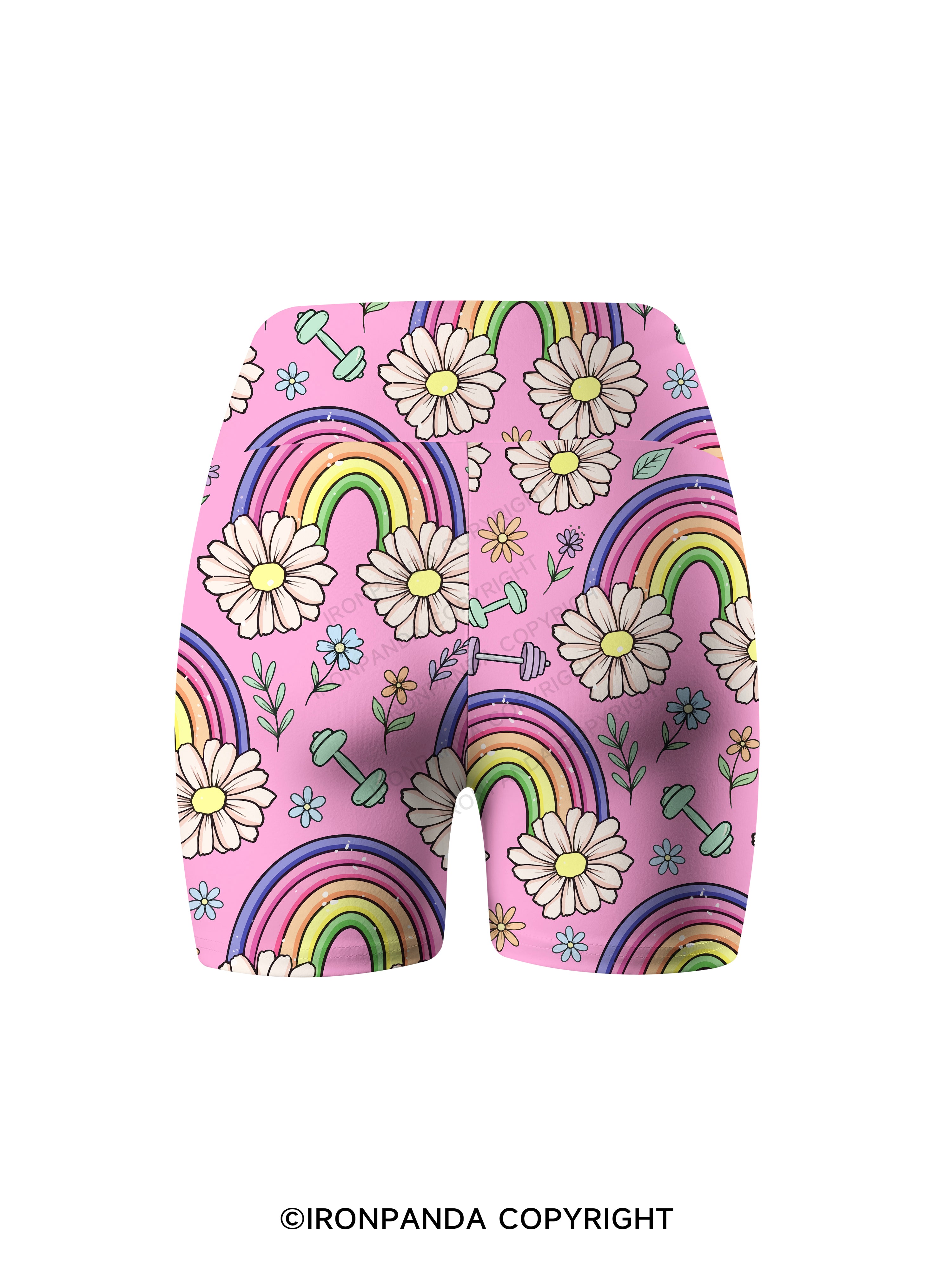 Daisy Rainbow Lifts Printed Yoga Cycling Shorts