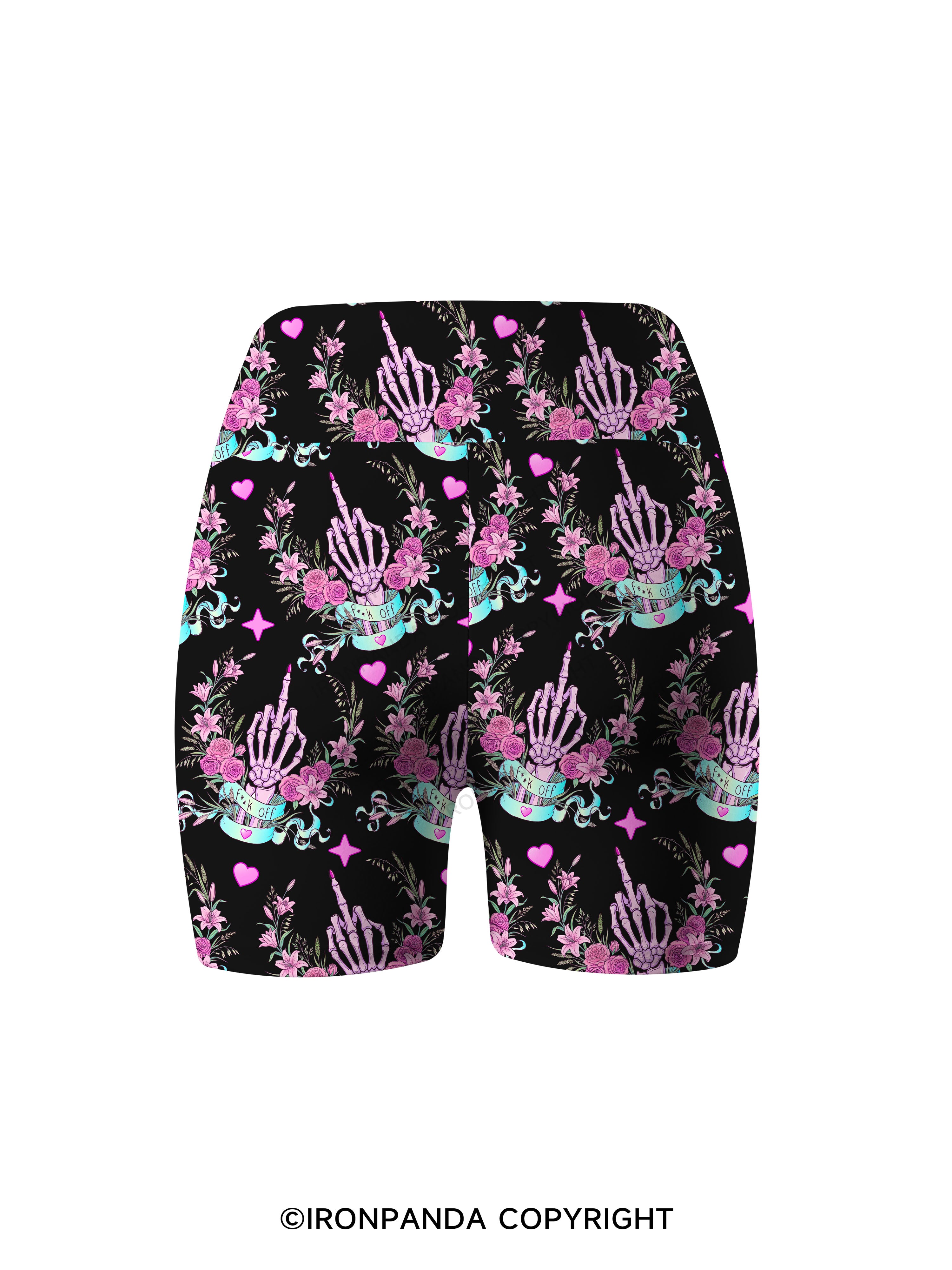 fuck off  Printed Yoga Cycling Shorts