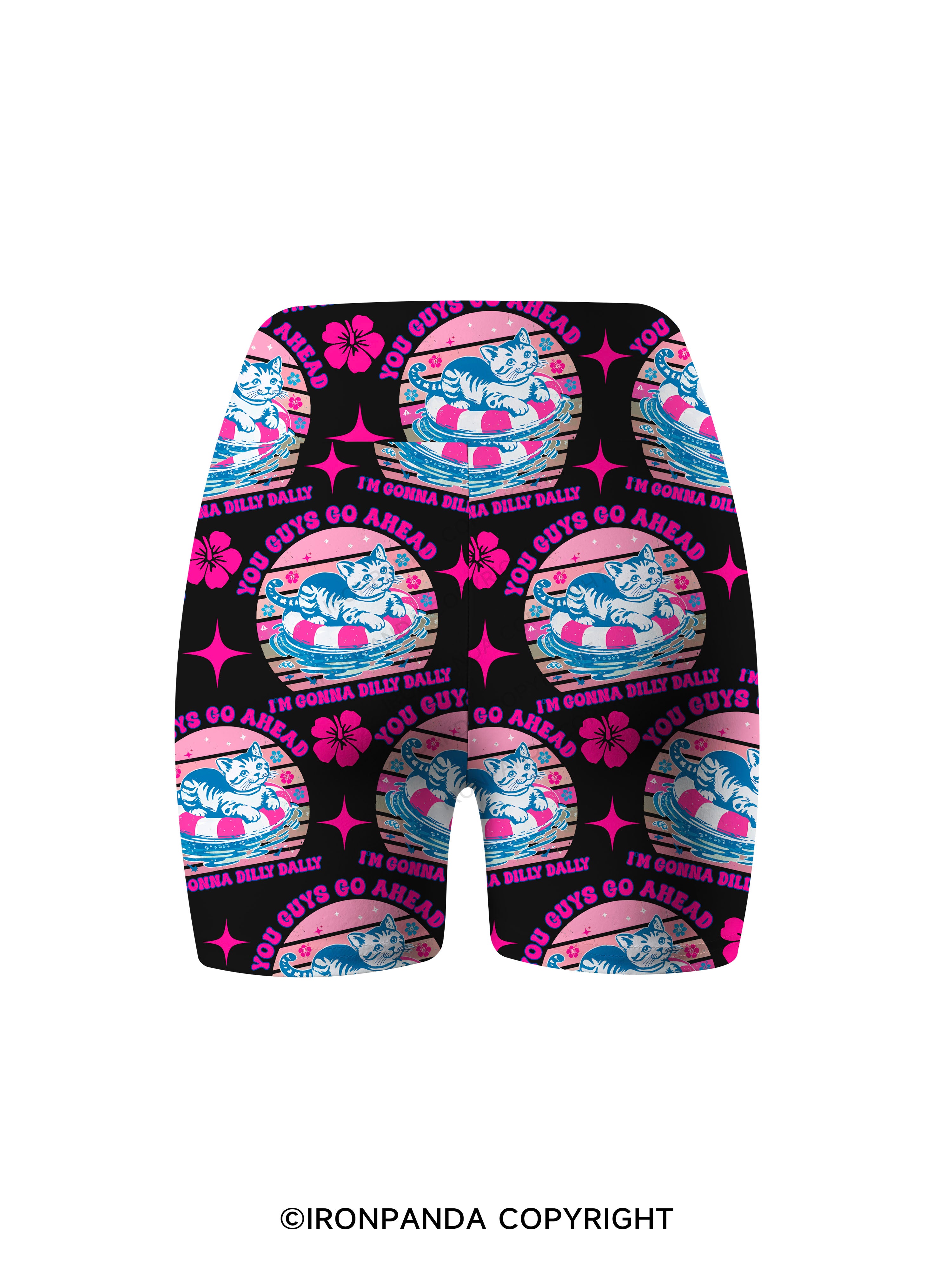 YOU GUYS GO AHEAD I'M GONNA DILLY DALLY Printed Yoga Cycling Shorts
